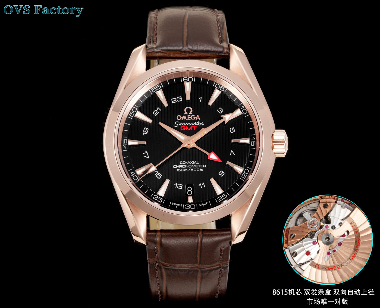 NO:924547,The new gold OMEGA / OMEGA Seamaster GMT is equipped with a 1:1 replica integrated movement. The size is 43mm!  1. The dial is made of yacht 'teak' board and has a unique striped dial with GMT dual time zone. 2. Movement 8605, dual barrels, two-way automatic winding, (the only version in the market) 3. The shock absorber has the same appearance and is a shock absorber multifunctional mechanical watch with real functions,,,omega19860909金 新 款 欧米茄 / OMEGA 海马 米GMT 搭载1:1复刻一体机芯.尺寸43mm！ 1、表盘以游艇 “柚木”板为素材 设计独特条纹表盘 GMT 双时区. 2、机芯8605机芯 双发条盒,双向自动上链,（市场唯一对版） 3、避震器外观一致,具备真实功能的避震器多功能机械腕表,,,omega,Watch
