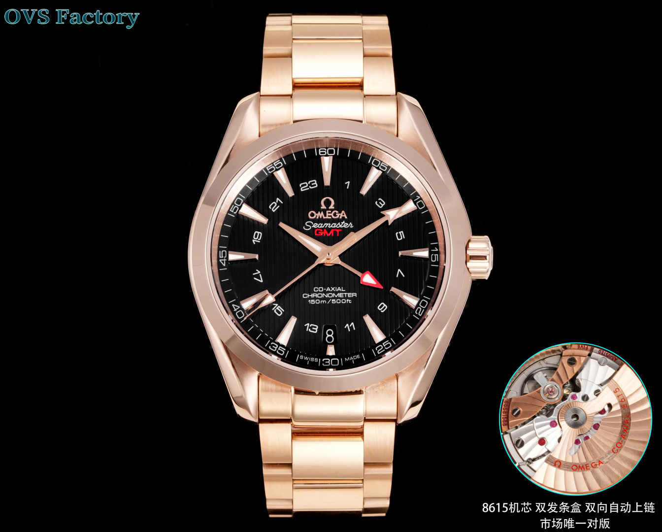 NO:924541,The new gold OMEGA / OMEGA Seamaster GMT is equipped with a 1:1 replica integrated movement. The size is 43mm!  1. The dial is made of yacht 'teak' board and has a unique striped dial with GMT dual time zone. 2. Movement 8605, dual barrels, two-way automatic winding, (the only version in the market) 3. The shock absorber has the same appearance and is a shock absorber multifunctional mechanical watch with real functions,,,omega19860909金 新 款 欧米茄 / OMEGA 海马 米GMT 搭载1:1复刻一体机芯.尺寸43mm！ 1、表盘以游艇 “柚木”板为素材 设计独特条纹表盘 GMT 双时区. 2、机芯8605机芯 双发条盒,双向自动上链,（市场唯一对版） 3、避震器外观一致,具备真实功能的避震器多功能机械腕表,,,omega,Watch