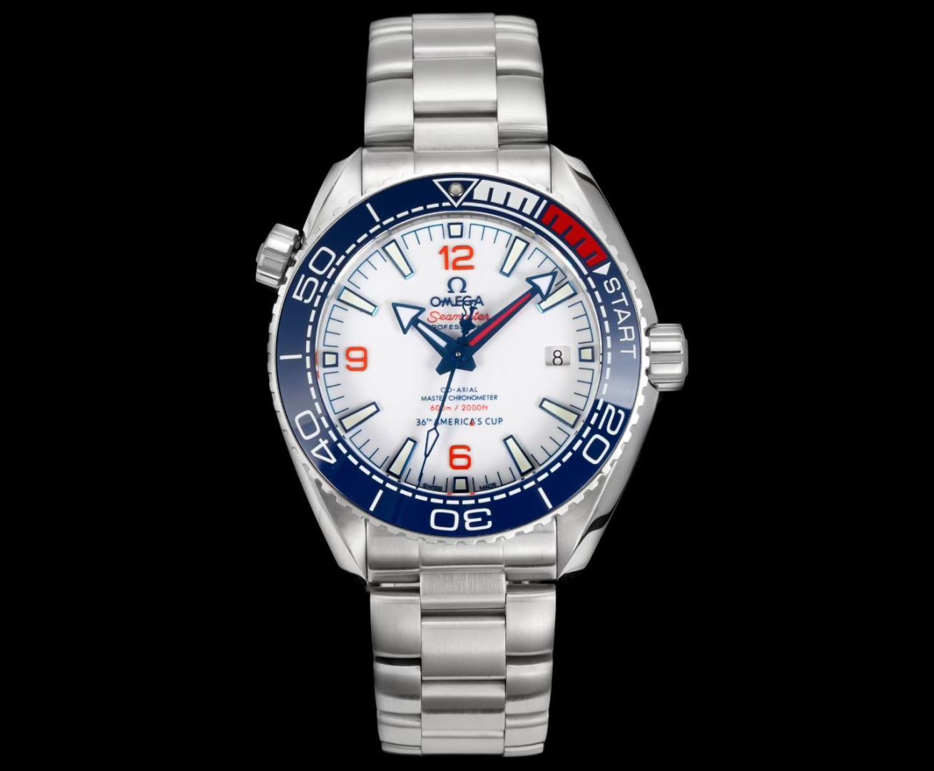NO:553252,Tvs Omega Seamaster OB2 Seamaster Universe America's Cup 215.32.43.21.04.001 watch, size 43.5mm, steel band is calm and elegant, separated and non-integrated steel band, blue ceramic one-way rotating bezel, ceramic dial is engraved with the words '36th AMERICA’S CUP' (36th America's Cup), equipped with an exclusive and unique version  Cal.8900 movement, quick adjustment of hour and calendar, double T shock absorber black balance wheel. Perfect size ~ 43.5mm steel belt is calm and atmospheric, separate non-integrated steel belt,   The tape adopts fluorine tape strap, which is fashionable and light. 316 stainless steel case, bezel can rotate in one direction, sapphire crystal glass, screw-in stainless steel crown, 316 stainless steel strap with original stainless steel folding buckle!  First of all, this is a diving watch, so it must have the functions that a diving watch should have, such as sultry luminous light, deep waterproofing, exhaust valve, underwater timing function, etc. But for this watch, what I want to say more is the texture it brings after getting started. The feeling that is different from that of Lao Gui is that the Seamaster will be more comfortable and natural. The tacit understanding between the wrist and the watch body will increase very quickly the first time you get it!  A good watch requires perfect design by a designer and high-quality materials to reflect its value. Buy with confidence, and it is the first choice for giving as a gift and keeping for yourself!  S1 exquisitely recommended men’s mechanical watch, omega19860909Tvs 欧米茄 OMEGA 海马系列 OB2 海马米宇宙美洲杯 215.32.43.21.04.001腕表,尺寸43.5mm 钢带沉稳大气,分离装非一体钢带, 蓝色陶瓷单向旋转表圈,陶瓷表盘印刻“36th AMERICA’S CUP”（第36届美洲杯帆船赛）字样,搭载独家唯一对版 Cal.8900机芯,实现快调时针调日历, 双T避震器黑摆轮.完美尺寸～43.5mm 钢带沉稳大气,分离装非一体钢带, 胶带采用氟胶带表带,时尚轻盈.316精钢表壳,表圈可单向旋转,蓝宝石水晶玻璃表镜,旋入式精钢表冠,316精钢表带配精钢原装折叠扣！首先这是一款潜水表,所以潜水表该有的功能那必须是有的,骚气的夜光,深度的防水,排气阀门.水底计时功能等等,但对于这款表,我更想说的是上手之后带来的质感,与劳鬼不一样的感觉在于,海马会更加贴手与自然,上手的第一时间手腕与表身的默契度上涨非常快！一块好的手表需要设计师的完美设计,也需要高品质的材质去体现它的价值,放心购买,送礼自留首选！S1精致推荐男士机械腕表,,omega,Watch