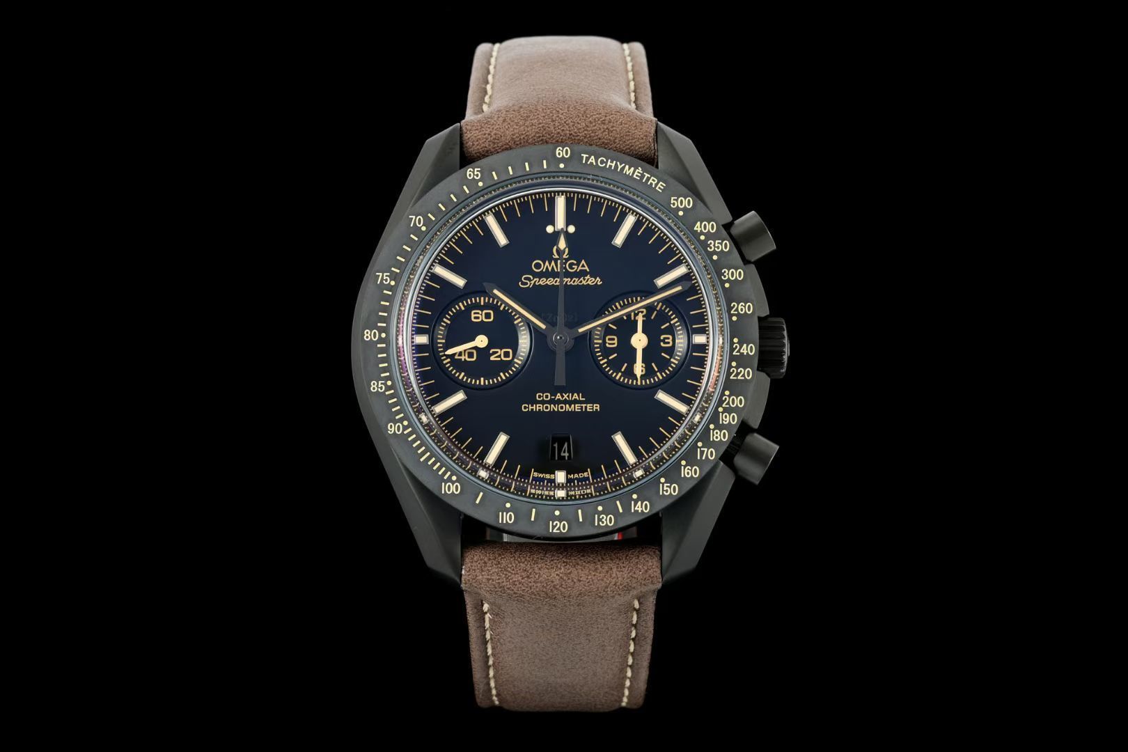 NO:553243,Pioneer work of TVS, Omega OB2 Speedmaster Dark Side of the Moon watch 311.92.44.51.01.006 44.25 mm coaxial chronograph, self-developed self-made movement with 3 o'clock counters for [12 hours] and [60 minutes] cumulative counters, all functions and appearance are built according to the original [1-1], the movement has a double T black balance wheel, automatic winding  Coaxial Master Chronometer chronograph movement, the rhodium-plated surface of the movement is decorated with special Arabic-style Geneva ripples. The bezel is black ceramic bezel + super luminous. The dial is made of polished black ceramic. The inner ring of the small dial at 3 o'clock and 9 o'clock is blackened and matched with platinum hour markers. Black case   S1 exquisitely recommended men's multi-functional mechanical watch. Buy now. Buy now, omega.19860909TVS先锋之作,欧米茄 OMEGA OB2 超霸系列 月之暗面腕表311.92.44.51.01.006 44.25毫米同轴计时表,自主研发自制机芯3点盘为【12小时】和【60分钟】累积计时盘,所有功能及外观均按照原版【1-1】打造, 机芯双T黑摆轮,自动上链 同轴至臻天文台计时机芯,机芯镀铑表面饰有特别的阿拉伯风格日内瓦波纹 圈口黑色陶瓷圈口+超强夜光 表盘采用抛光黑陶瓷打造,3点和9点位置的小表盘内圈经黑化处理,搭配白金色小时刻度 表壳黑色 表带黑色皮带 镜面双锅盖玻璃镜面 耐磨损 功能日期显示 计时 S1精致推荐男士多功能机械腕表 立即抢购 立即抢购,,omega,Watch