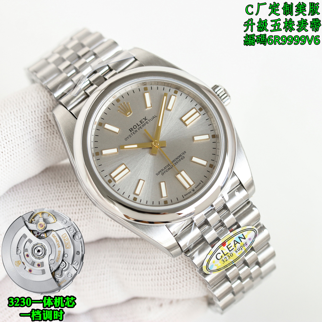 NO:574085,Clean factory upgraded version, Rolex ROLEX Oyster Perpetual series, the latest with five-bead chain 126000, the latest 10 literal colors have arrived, the movement is shipped in the first gear, no gaps, make sure the watch code 6R9999V6 comes with NFC proximity card, three-in-one watch buckle code ORV with diameter of 36mm / 41mm, bevel edge and sharp edge nails, full of details, using an integrated movement!  There is no calendar gap in the first-speed movement, and there is no color difference between the literal color and the original. It adopts bevel design and is carefully polished. The literal is the top printing technology in the industry. The original consistent super three-dimensional pointer has no burrs, and ten original color dials are available!  Top workmanship, superb quality!  Deep restoration, similar to Zp up to 98!  This time, the 41mm Perpetual movement is completely complete (1:1 mold opening) and then attached with the authenticity comparison. All accessories are very similar, especially the Tiffany blue, which cost nearly 200,000 yuan to disassemble one to one. Familiar watch friends know that the price of the same silver-coated genuine product is only about 50,000, but the price of Tiffany blue was once raised to 200,000+ due to the special color matching.  Clean's pursuit of details is obvious to all. The logo on the buckle is also a breakthrough in craftsmanship. CNC engraving, regular shape and bright processing on the inside. The luminous powder uses the original SL blue luminous powder, so it is accompanied by roughness and black spots. It should be familiar to watch friends who have played or seen it. This is already a unique attribute of Rolex. Look for the latest watch from Factory C.  Code 6R9999V6, three codes in one, comes with NFC proximity card, the latest watch diameter, buckle code ORV, quality assurance, mechanical watch, tiffany, rolex19860909clean厂 升级版, 劳力士 ROLEX 蚝式恒动系列 最新搭配五珠链126000 最新款10种字面颜色到货 机芯一档调时出货 无空档 认准腕表编码6R9999V6附带NFC感应卡,三码合一直径36mm / 41mm腕表扣码ORV,斜边凌角边面钉,细节拉满 采用正一体机芯！一档机芯没有日历空档位,字面颜色和原装没色差,采用斜角丁设计精工打磨,字面业内顶端技术印刷技术,原装一致超立体指针无毛边,十种原装彩色表盘可选！ 顶级做工,品质超绝！ 深度还原,与Zp相似高达98！ 本次41mm恒动搭载机芯 完全(1:1开模) 随后附上真假对比 所有配件相似度极高,特别是蒂芙尼蓝色 花费近20w元一比一拆解 .熟悉的表友都知道,同款银面真品价格才5w左右,但是蒂芙尼蓝因为配色的特殊性 价格一度被炒到20w+ clean对于细节的追求大家有目共睹.表扣上的logo也是工艺的一大突破.cnc雕刻,形状规整 并且内侧伴有亮光处理. 夜光粉使用原厂sl blue夜光粉,所以伴随粗糙以及黑点到特殊性.玩过或者见过的表友应该都不会太陌生.这已经是劳力士特有的属性.认准C厂最新腕表 编码6R9999V6,三码合一,附带NFC感应卡,直径最新腕表 扣码ORV,品质保证 机械腕表,,tiffany,rolex,Watch