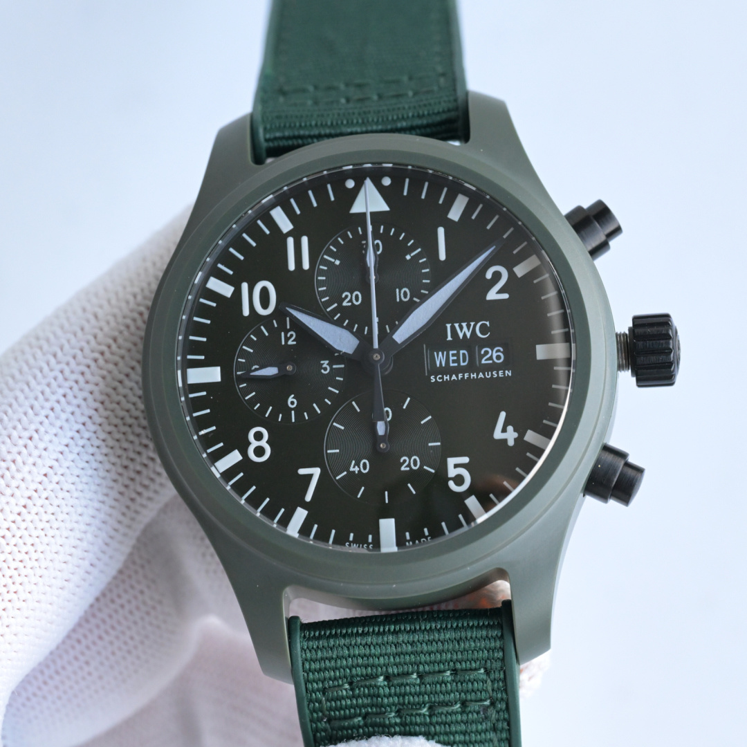 IWC Pilot's Watch Chronograph Top Gun Woodland green ceramic case, black dial, green textile strap 44.5mm Men's Automatic