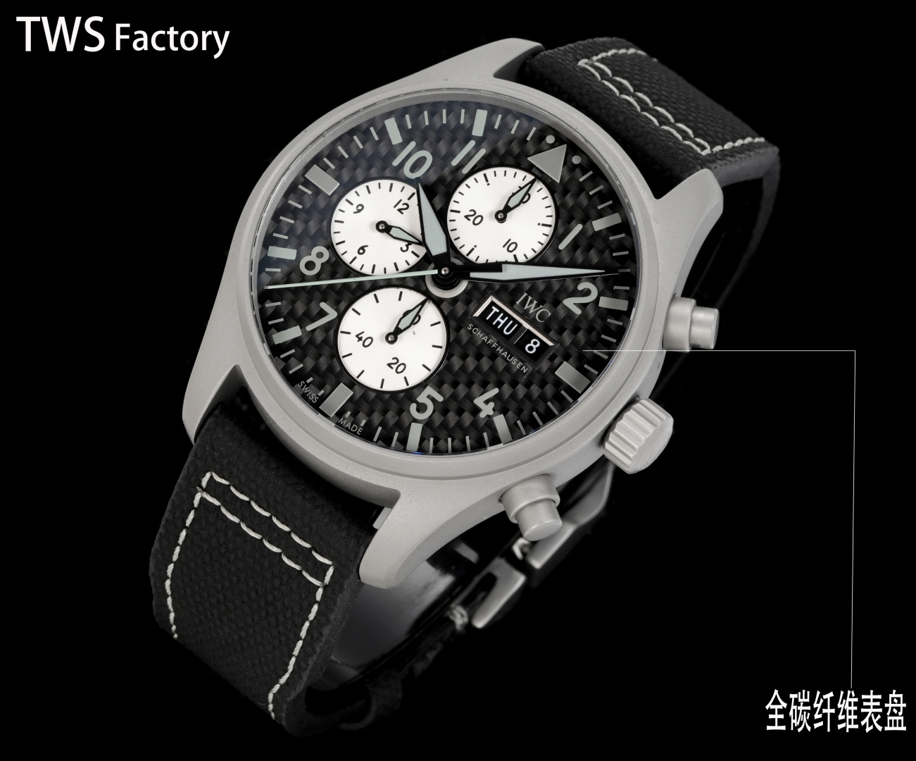 IWC Pilot's Watch Chronograph Top Gun Edition "AMG" black dial, silver case, black leather strap 44mm Men's Automatic