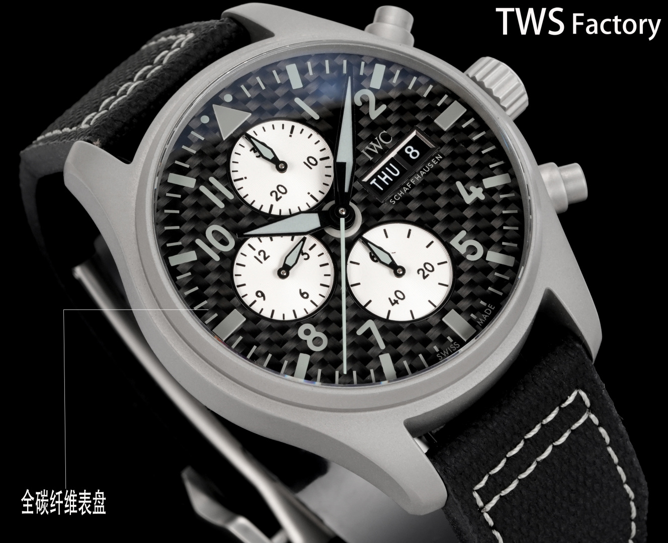 IWC Pilot's Watch Chronograph Top Gun Edition "AMG" black dial, silver case, black leather strap 44mm Men's Automatic