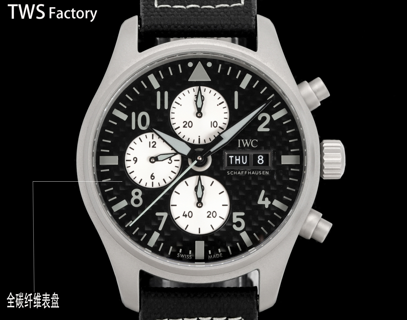 IWC Pilot's Watch Chronograph Top Gun Edition "AMG" black dial, silver case, black leather strap 44mm Men's Automatic