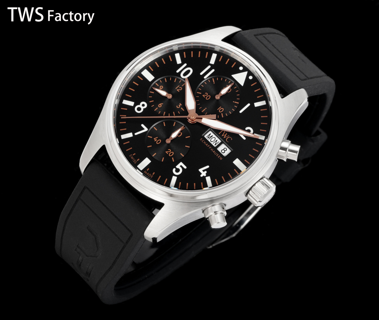 IWC Pilot's Watch Chronograph APXGP silver case, black dial, black strap 43mm Men's Automatic