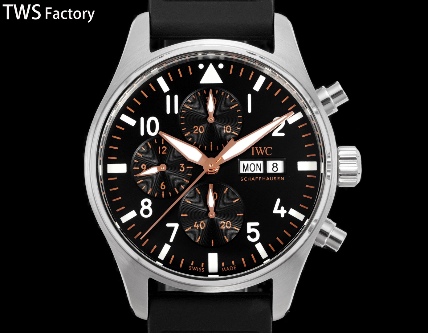 IWC Pilot's Watch Chronograph APXGP silver case, black dial, black strap 43mm Men's Automatic
