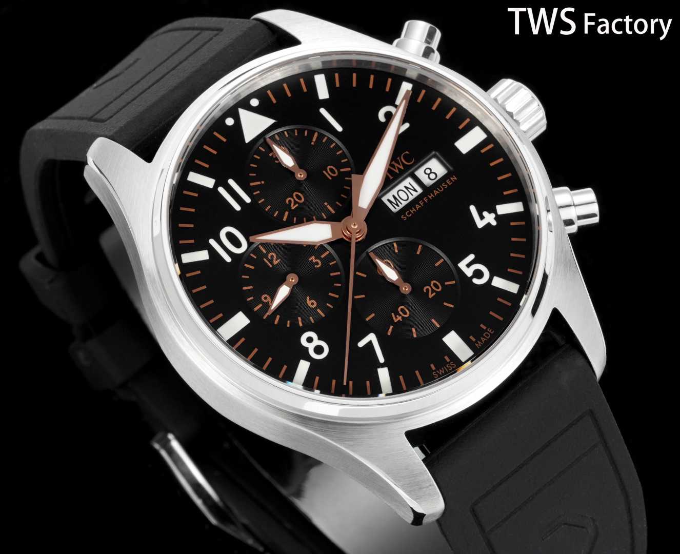 IWC Pilot's Watch Chronograph APXGP silver case, black dial, black strap 43mm Men's Automatic