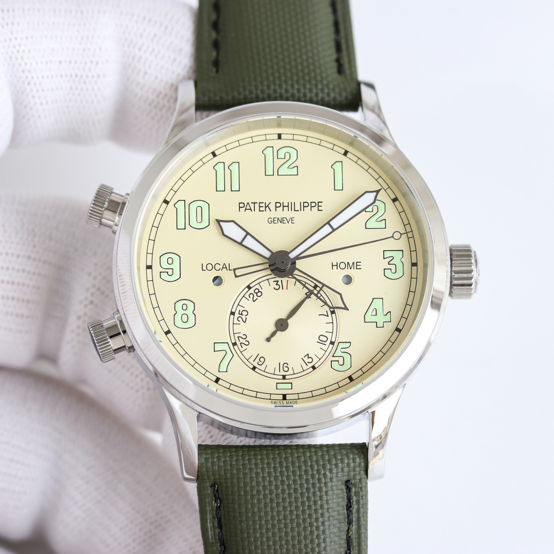 NO:602204,PPF produced by PPF Factory PP Patek Philippe 5524G R46  The first functional version, a top sports watch that combines innovative technology and practical functions with a unique design. It has a diameter of 40.8 mm and is made of stainless steel. It has been alternately polished and brushed with a strong sense of layering. The back is made of comfortable technical material. This strap is very soft, durable and fits the wrist. This strap  The soul of the Grenade watch is not its simple GMT hand, but Patek Philippe's patented two-place time mechanism, which is extremely elegant and convenient to operate. There are two hidden buttons on the left side of the case, which are used to quickly adjust the hour hand and dual time zones to achieve functional alignment. There are small windows on the left and right of the dial, respectively.  Day and night status of LOCAL and HOME. Equipped with Patek Philippe Caliber324S S FUS automatic winding movement, with Gyromax balance wheel and Spromax hairspring, ensuring ultra-high accuracy of daily travel time. The PP factory has created the first version matching function with good intentions. All major watch friends are welcome to taste it. Luxury and exquisite recommendation of men's multi-functional mechanical watch. For the best luxury recommendation as a gift, please look for the exclusive quality of PPF, patek philippe19860909PPF 出品  PPF Factory PP 百达翡丽 5524G R46 首家功能对版,一款集创新技术,实用功能独特设计于一身的运动顶级腕表.40.8的毫米直径,不锈钢材质,经过抛光和拉丝交替处理,层次感强.,背面为舒适的技术材质,这种表带非常柔软,耐用且贴合手腕.这款手雷腕表的灵魂所在,并非他简单的GMT针,而是百达翡丽专利的两地时机制,操作极其优雅和便捷.表壳左侧有两个隐藏式按钮,分别都用于快调时针,双时区,实现功能对版.表盘左右各有一个小巧的视窗,分别显示 LOCAL 和HOME的昼夜状态 .搭载百达翡丽Caliber324S S FUS自动上链机芯,拥有Gyromax摆轮和Spromax游丝,确保每天走时的超高精准.PP厂用心良苦打造首家对版功能,欢迎各大表友品鉴 ,奢华精致推荐男士多功能机械腕表 送礼最佳奢华推荐请认准PPF独家品质,,patek philippe,Watch