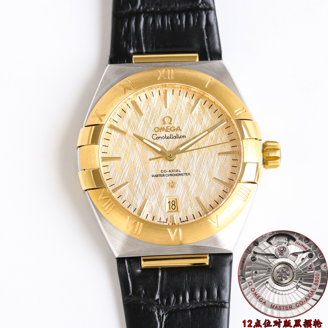 NO:602125,Belt Steel Belt Produced by TW Full Gold Steel Belt 50 Diamonds 50 Gold 50 TW Factory (five codes in one) Omega OMEGA Constellation Series 39mm GR3.2824 newly upgraded 12 o'clock black balance wheel (the balance wheel position is benchmarked against the original), in the name of classic, outstanding. The 39mm Omega fifth generation Constellation Series men's watch perfectly perfects the unique charm of the Constellation Series.  1. The middle part of the tail of the stick-shaped hour and minute hands is brushed, which is the same process as the original. It is self-evidently difficult and is not available in other factory versions. 2. The half-moon section below the 6.12 digits of the case and the connection point of the strap have the same effect as the original, which is very challenging. 3. The position of the steel strap buckle can be adjusted telescopically, synchronizing with the original, bringing you a better and more comfortable wearing experience. 4. The wire forging and embossing surface technology strives for perfection, and it took 18 months to overcome the difficulties.  The 5 calendar window is stamped with a large calendar window, which is consistent with the original product. The 6 black balance wheel is at 12 o'clock, which is consistent with the original product. Other manufacturers use a 10-position balance wheel. The pursuit of excellent quality is only to present a more authentic and attractive appearance, making playing with a watch a pleasure!  For the best luxury gift recommendations, please look for TW’s exclusive quality, omega19860909TW 出品 皮带 钢带 全金钢带50 钻50 金50 TW Factory（五码合一）欧米伽 OMEGA 星座系列 39mm GR3.2824全新升级12点位黑摆轮（摆轮位对标原装）以经典之名,彰显非凡. 39毫米欧米茄第五代星座系列男土腕表将星座系列的独特魅力完美. 1棒状时分针尾部中间做拉丝处理,与正品同样工艺,难度之高不言而喻,其它厂版本没有. 2表壳6.12字位下方半月形切面与表带衔接处与正品呈现相同效果,极具挑战性 3钢带表扣位置可伸缩调节,同步正品,为你带来更佳舒适的佩戴体验. 4丝锻压纹表面工艺,力求完美,耗时18个月,攻克难关. 5历窗冲压大历窗,与正品一致. 6黑色摆轮在12点钟位置,同正品一致,其他厂是10字位摆轮.追求卓越品质,只为呈现更真更具观赏魅力,让玩表成为一种乐趣！送礼最佳奢华推荐请认准TW独家品质,,omega,Watch