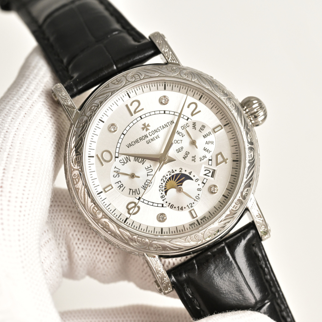 NO:602225,Produced by TW, carved case, gold and diamonds, 50 TW Factory [Iron-marked silver hook, vigorous and powerful] High-value new product Vacheron Constantin - VC R73 pure handmade - carved watch - makes a stunning debut, presenting you with a different style of Calatrava.  The elegant Vacheron Constantin Calatrava carved case is very individual, with a diameter of 42 mm suitable for the public male hand, and is very suitable for business or leisure. The hand-engraved pattern on the entire watch case has a strong visual impact, which is unforgettable, and the physical texture is more beautiful. Equipped with a high-end movement, the stable repair rate is 0, and the vibration frequency is 28800. It is specially designed for classic inheritance and rare craft applications. The first product that supports inspection - Vacheron Constantin. The series of products with high craftsmanship will be pre-sold soon.  For the best luxury gift recommendations, please look for TW’s exclusive quality, vacheron19860909TW 出品 雕花壳 金 钻 50 TW Factory【铁划银钩 苍劲有力】高颜值新品江诗丹顿-VC R73 纯手工-雕花腕表-惊艳登场,为您呈现不一样的Calatrava风彩. 优雅江诗的Calatrava雕花表壳极具个性,42毫米的表径适配大众男性手寸,非常商务可亦休闲.整表表壳手工雕刻花纹视觉冲击力强,令人过目不忘,实物质感更加优美. 搭载 机芯,稳定返修率为0 振频28800专为经典传承 珍稀工艺 应用而生,推出首款支持检验的产品——江诗丹顿 工艺制作难度高 系列产品即将预售 送礼最佳奢华推荐请认准TW独家品质,,vacheron,Watch