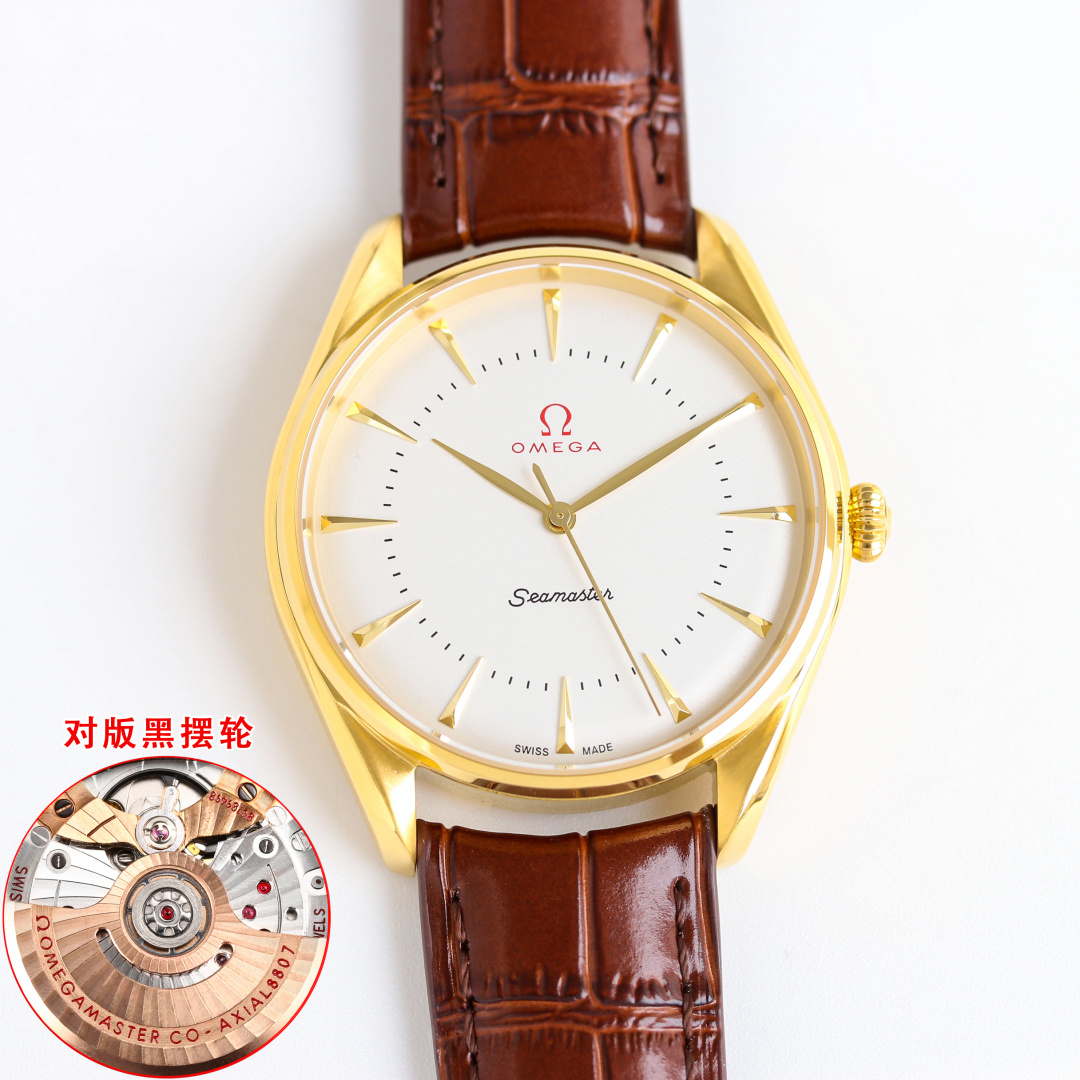 NO:617421,VS produces white gold rose steel strap VS Factory Omega (OMEGA) PN1 Observatory series launches a special series of urban version watches exclusive to Swiss boutiques. The team took 12 months to create. The new watch is limited to 1,291 pieces (to commemorate the year of the birth of the Swiss Confederation), and the exclusive limited number is engraved on the side of the case. This watch is exclusively sold in OMEGA Swiss boutiques.  The case is made of stainless steel and has a diameter of 39.50 mm. The arched dial has a gradient effect and is equipped with 18K SednaTM gold brand logo, hands and hour markers. The date display window is set at 6 o'clock on the dial. The belt is made of imported calfskin. Through the arched sapphire crystal mirror, the watch is equipped with the Caliber 8800 Master Chronometer movement. In order to obtain the Master Chronometer certification, the movement has an ultra-long battery life of 72 hours and accurate and stable travel time.  Suitable for both leisure and business. The first choice for young people. The best luxury recommendation for gift giving. Please look for VS exclusive quality, omega, cowhide.19860909VS 出品 白 金玫 钢带 VS Factory 欧米茄（OMEGA）PN1 天文台系列 推出一款特别系列都市版腕表瑞士精品店独家限量.团队耗时12个月打造完毕 新款腕表限量1,291枚（纪念瑞士联邦诞生的年份）,表壳侧面均镌刻专属限量编号.这款腕表在欧米茄瑞士精品店独家发售. 其表壳应用不锈钢材质,直径39.50毫米.拱形表盘带有渐变效果,并搭配18K SednaTM金品牌标志、指针及时标.日期显示窗口设于盘面6点钟位置.皮带采用进口小牛皮 透过拱形蓝宝石水晶镜面,该腕表搭载的Calibre 8800至臻天文台机芯.为获得至臻天文台认证,机芯拥有超长续航72小时 走时精准稳定 休闲商务两不误 年轻人首选 送礼最佳奢华推荐请认准VS独家品质,,omega,cowhide,Watch