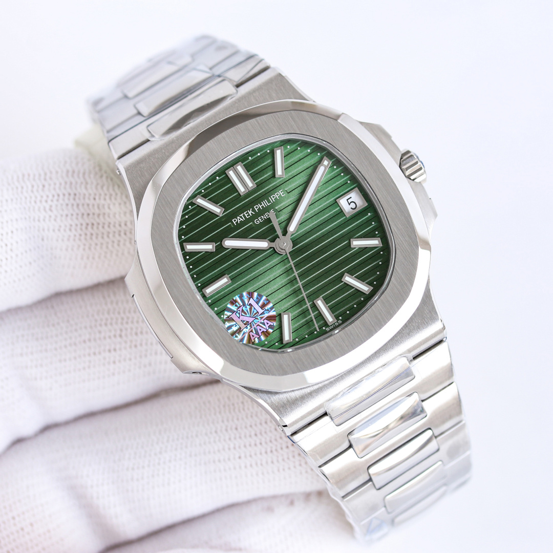 NO:619472,Gold Diamond Patek Philippe/PP Nautilus series, all-in-one machine Nautilus launches an upgraded version of the original machine with noise-free engraving. The all-in-one machine has the best price/performance ratio in the market. Detailed upgrade explanation: 1. The upgraded movement has all finely engraved characters, which are clear and not worn, and the texture is the ultimate. 2. The automatic gyro is upgraded, using Swiss ultra-precision bearings, and an unprecedented gyro installation process in the industry. It achieves 100% noise reduction.  3. Original movement, no fake clamps, no fake balance wheels, no fake rubies. The K1 factory has completely reproduced the 3.3m out-of-print high-quality 324SC movement. 4. The upgraded dial scale has super bright luminous, and the overall brightness is harmonious and consistent. 5. The Nautilus classic blue dial is currently improved to have the same color as the original product, which instantly beats the dial details and workmanship of other factories. 6. The calendar window of each watch is positioned horizontally, without skew obstruction.  7. The smoothness of the head adjustment gear has been adjusted multiple times to reach the best state. The upgraded watch has a smooth feel for adjusting time and winding. 8. The thickness of the entire watch has been upgraded to 8.3mm, perfectly achieving the thinnest mechanical watch on the Internet, which is the same as the original thickness. It is extremely comfortable to wear. 9. Emphasis is placed on the clockwise adjustment of the 324Sc movement, that is, adjusting the calendar from top to bottom. Pay attention to the analysis and consistency with the genuine product.  10. When adjusting the time, pull the crown to the second gear. The large second hand does not stop, which is consistent with the original product. Patek Philippe 5711 Nautilus produced by K1 factory, an upgraded version of the original noiseless engraved mechanical watch,,,patek philippe19860909金 钻 百达翡丽/ PP 鹦鹉螺系列,一体机 鹦鹉螺推出升级原版机无噪音刻字版.市场一体机性价比之最,详细升级解读: 1.升级机芯全部精雕刻字,清晰不磨损,纹理做到极致. 2.升级自动陀片,采用瑞士超精密轴承,业界史无前例的安装陀片工艺.做到百分百降噪音. 3.原版机芯,无假夹版,无假摆轮,无假红宝石.K1厂完整的复刻出3.3m绝版高品质324SC机芯. 4..升级表盘刻度夜光超亮,而且整体做到和谐一致同步亮度. 5.鹦鹉螺经典蓝盘,目前改进与正品一致的颜色,秒杀其他工厂的表盘细节和做工. 6.日历窗口每一只手表做了水平正位,不出现偏斜遮挡. 7.把头调节档位顺畅度的多次调试,调试到最佳状态.使得升级版手表调校时间和上链的手感畅顺 8.升级了整个手表厚度8.3mm,完美实现全网最薄机械表,等同原装厚度.佩戴起来舒适无比, 9.重点强调324Sc机芯顺时针调日历,也就是由上往下调日历,注意辨析和正品一致. 10.调节时间的时候,拉表冠二挡.大秒针是不停止的,和正品也是一致,K1厂出品百达翡丽5711鹦鹉螺,升级原版机无噪音刻字版机械腕表,,,patek philippe,Watch