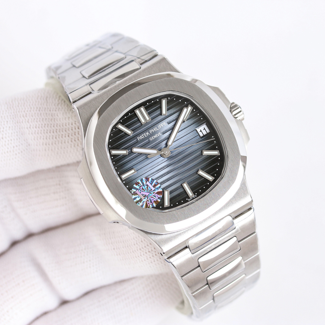 NO:619447,Gold Diamond Patek Philippe/PP Nautilus series, all-in-one machine Nautilus launches an upgraded version of the original machine with noise-free engraving. The all-in-one machine has the best price/performance ratio in the market. Detailed upgrade explanation: 1. The upgraded movement has all finely engraved characters, which are clear and not worn, and the texture is the ultimate. 2. The automatic gyro is upgraded, using Swiss ultra-precision bearings, and an unprecedented gyro installation process in the industry. It achieves 100% noise reduction.  3. Original movement, no fake clamps, no fake balance wheels, no fake rubies. The K1 factory has completely reproduced the 3.3m out-of-print high-quality 324SC movement. 4. The upgraded dial scale has super bright luminous, and the overall brightness is harmonious and consistent. 5. The Nautilus classic blue dial is currently improved to have the same color as the original product, which instantly beats the dial details and workmanship of other factories. 6. The calendar window of each watch is positioned horizontally, without skew obstruction.  7. The smoothness of the head adjustment gear has been adjusted multiple times to reach the best state. The upgraded watch has a smooth feel for adjusting time and winding. 8. The thickness of the entire watch has been upgraded to 8.3mm, perfectly achieving the thinnest mechanical watch on the Internet, which is the same as the original thickness. It is extremely comfortable to wear. 9. Emphasis is placed on the clockwise adjustment of the 324Sc movement, that is, adjusting the calendar from top to bottom. Pay attention to the analysis and consistency with the genuine product.  10. When adjusting the time, pull the crown to the second gear. The large second hand does not stop, which is consistent with the original product. Patek Philippe 5711 Nautilus produced by K1 factory, an upgraded version of the original noiseless engraved mechanical watch,,,patek philippe19860909金 钻 百达翡丽/ PP 鹦鹉螺系列,一体机 鹦鹉螺推出升级原版机无噪音刻字版.市场一体机性价比之最,详细升级解读: 1.升级机芯全部精雕刻字,清晰不磨损,纹理做到极致. 2.升级自动陀片,采用瑞士超精密轴承,业界史无前例的安装陀片工艺.做到百分百降噪音. 3.原版机芯,无假夹版,无假摆轮,无假红宝石.K1厂完整的复刻出3.3m绝版高品质324SC机芯. 4..升级表盘刻度夜光超亮,而且整体做到和谐一致同步亮度. 5.鹦鹉螺经典蓝盘,目前改进与正品一致的颜色,秒杀其他工厂的表盘细节和做工. 6.日历窗口每一只手表做了水平正位,不出现偏斜遮挡. 7.把头调节档位顺畅度的多次调试,调试到最佳状态.使得升级版手表调校时间和上链的手感畅顺 8.升级了整个手表厚度8.3mm,完美实现全网最薄机械表,等同原装厚度.佩戴起来舒适无比, 9.重点强调324Sc机芯顺时针调日历,也就是由上往下调日历,注意辨析和正品一致. 10.调节时间的时候,拉表冠二挡.大秒针是不停止的,和正品也是一致,K1厂出品百达翡丽5711鹦鹉螺,升级原版机无噪音刻字版机械腕表,,,patek philippe,Watch