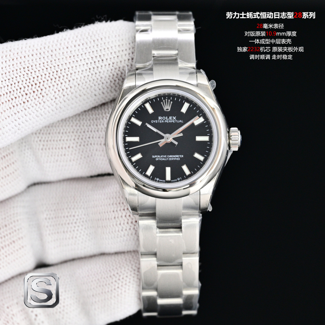 NO:741775,Rolex/ROLEX Oyster Perpetual Datejust 28 series is equipped with the exclusive 2232 movement, with stable and reliable quality; the same diameter as the original / 28mm / 10.9mm, one-piece middle case, screw-in bottom cover and winding crown; top-notch workmanship, each strap fits perfectly with the lug, giving the highest comfort to the wrist, rolex19860909劳力士/ ROLEX 蚝式恒动日志型28系列 搭配独家2232机芯,品质稳定可靠； 与原装一致表径/28mm/10.9mm 一体成型中层表壳,旋入式底盖及上链表冠； 顶级做工,每条表带与表耳完美契合,给予手腕最高的舒适女士机械腕表,,rolex,Watch