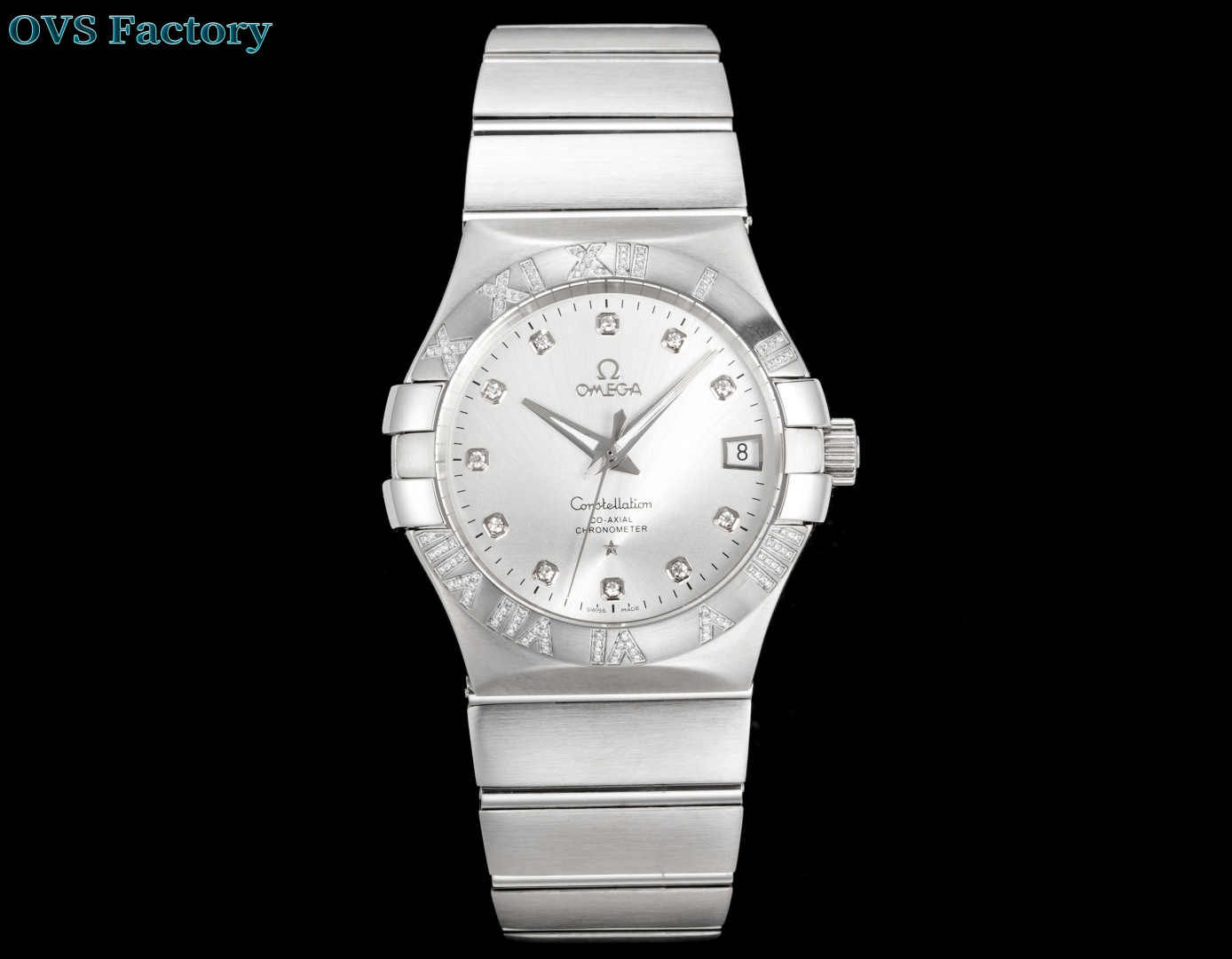 NO:726734,Produced by OVS, Roman diamond white shell, gold in between, full gold, OVS Factoty, classic heritage, excellent new life - OVS Factory ring Roman diamond model, the only one on the market with weighted screws, ingeniously crafted Omega OMEGA OE1 Constellation Series 38mm Men's 38mm Constellation Coaxial Watch 123.25.38.21.58.002 Series OVS Factory  Adhering to the ultimate pursuit of watchmaking craftsmanship, I purchased the original version and studied it for more than two years. The process was arduous, integrating modern top craftsmanship and technical materials, carefully carving every detail, and recreating the classic charm of the Omega Constellation series. 1: Equipped with the exclusive 8500 8501 caliber, (with weight screws) the same black balance wheel as the original version, finely polished, not only has stable and reliable performance, but also highlights the exquisiteness of mechanical watchmaking. 2: The case uses the latest CNC  Original data case technology, accurate size, delicate texture, front and rear sapphire mirrors complement each other, no matter which angle you look at, it is a perfect fusion of quality and beauty. 3: The dial hands adopt advanced color technology such as PVD three-batch grinding, which coexists fashion and classics, and is full of charm. 4: The comfortable and quick-adjustable folding clasp is exactly the same as the original version, with good weight and feel, bringing an unparalleled wearing experience. OVS Factory brings classics  The most complete and highest version of the constellation, paying tribute to the classics, continuing the legend, luxurious and exquisite recommended men's mechanical watches. The best luxury recommendations for gifts, please look for the exclusive quality of OVS, omega19860909OVS 出品 罗马钻白壳 间金 全金  OVS Factoty 经典传承,卓越新生——OVS Factory 圈口罗马带钻款,市场唯一一家对版带砝码螺丝 匠心打造 欧米茄 OMEGA OE1星座系列38mm 男38mm星座同轴腕表123.25.38.21.58.002 系列 OVS Factory 秉持对制表工艺的极致追求,购入原版深入研究二年多,过程是艰难重重,融合现代顶尖工艺与技术材料,精心雕琢每一处细节,重现欧米茄星座系列的经典神韵. 1:搭载独家8500 8501 对版机芯,(带砝码螺丝)原版一样黑摆轮精细打磨,不仅性能稳定可靠,更彰显机械制表的精妙绝伦 2:表壳运用最新 CNC 原版数据表壳技术,尺寸精准,纹理细腻,前后蓝宝石镜面交相辉映,无论从哪个角度观赏,皆是品质与美感的完美融合. 3:表盘指针采用 PVD 三批面打磨等先进色彩工艺,时尚与经典并存,魅力十足. 4:舒适快调功能的折叠表扣,与原版如出一辙,重量与手感皆佳,带来无与伦比的佩戴体验. OVS Factory 带来经典 星座最全最高版本,致敬经典,续写传奇,奢华精致推荐男士机械腕表 送礼最佳奢华推荐请认准OVS独家品质,,omega,Watch