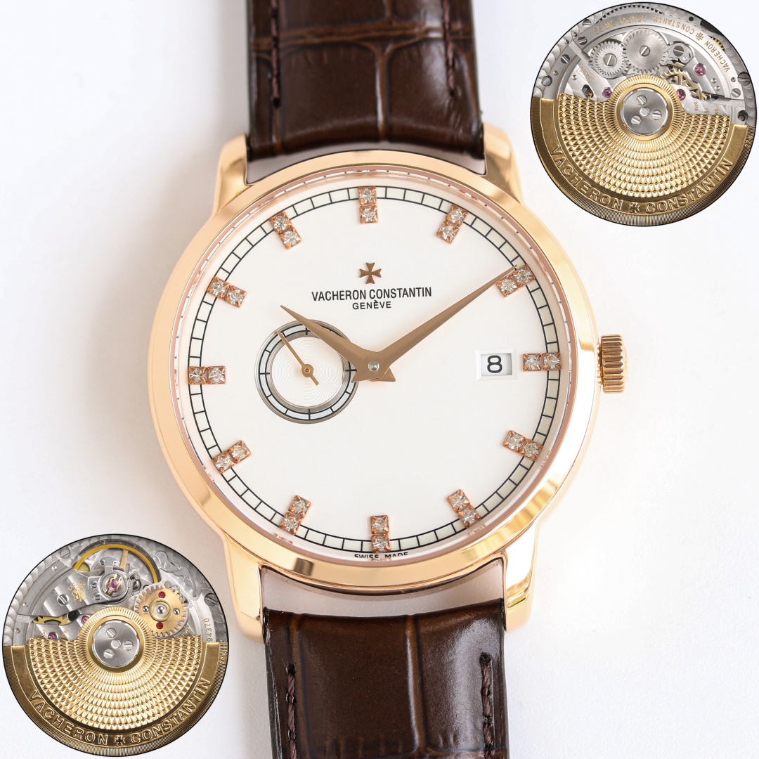 NO:742008,Produced by TW, white shell, gold shell and diamonds. TW Factory's new Vacheron Constantin VC MO1 Heritage Series 87172. The 38mm diameter is more refined and elegant, making it a unisex watch.  The 87172/000R-9302 watch fully inherits the essence of Vacheron Constantin watchmaking, the classic small hand. The small calendar window at three o'clock and the small seconds dial at nine o'clock echo each other. It is equipped with a Vacheron Constantin automatic winding movement, and the movement of the watch can be seen from the back. The baton hour markers and the orbital minute scale fully demonstrate the elegance of the Vacheron Constantin brand. For luxury and exquisiteness, men's two-and-a-half-hand mechanical watches are recommended.  For the best luxury gift recommendations, please look for TW’s exclusive quality, vacheron19860909TW 出品 白壳金壳 钻 TW Factory 新款 江诗丹顿 VC MO1 传袭系列87172 38mm 的表径更加精致优雅为中性腕表 87172/000R-9302腕表充分传承到了江诗丹顿制表精华,经典的小针.三点钟的小日历窗和九点钟的小秒盘交相呼应,搭载江诗丹顿自动上链机芯,可从背透看到手表的机芯.棒状时标针搭配轨道式分钟刻度将江诗丹顿这个品牌的优雅也完全展现出来了,奢华精致推荐男士 两针半 机械腕表 送礼最佳奢华推荐请认准TW独家品质,,vacheron,Watch
