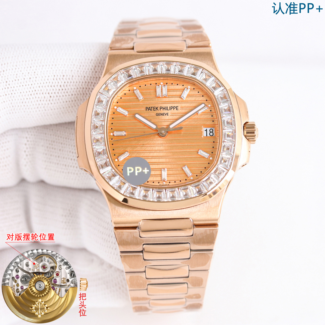 NO:742021,PP+ produces round diamonds and square diamonds PP Factory PP Patek Philippe Nautilus series R69. The latest tiled VIP special limited edition is here!  Patek Philippe PATEK PHILIPPE Sporty Elegant 5711/5723 Series New Watch Size 40mm × 8.6mm The movement is exclusively customized to 324sc, and the time is adjusted to more than seconds. Synchronized with the official website. The entire watch is made of 316L fine steel CNC finely carved and the case ring is inlaid with 30 large T bricks, rubies, sapphires, emerald eight stars and eight arrows top fire color water tiles, and the dial is inlaid with 12 eight stars and eight arrows top fire color water tiles.  PP+ Factory invites you to appreciate the extremely luxurious top-grade Nautilus, allowing you to wear it to show the style of a king. Luxurious and exquisite recommended men's mechanical watches. For the best luxury recommendations for gifts, please look for the exclusive quality of PP, patek philippe19860909PP+ 出品 圆钻 方钻  PP Factory PP 百达翡丽 鹦鹉螺系列R69.最新款镶砖VIP特殊限量版来袭！ 百达翡丽 PATEK PHILIPPE 运动优雅5711/5723系列新款腕表 尺寸40mm×8.6mm 机芯独家定制改324sc,调时不止秒 同步官方 整表均采用316L精钢CNC精雕加表壳圈口镶嵌30颗大T砖,红宝石,蓝宝石,祖母绿八星八箭顶级火彩水砖及表盘镶嵌12颗八星八箭顶级火彩水砖 PP+ Factory 邀您共鉴极致奢华的顶级鹦鹉螺,让您佩戴尽显王者风范 奢华精致推荐男士机械腕表 送礼最佳奢华推荐请认准PP独家品质,,patek philippe,Watch