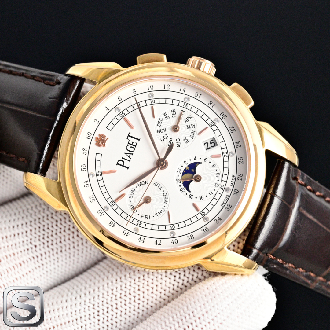 NO:765253,Produced by TW, white case, gold case, TW Factory Piaget PIAGET RK1 multi-function mechanical watch. Elegant style multi-function watch, with superior and complicated craftsmanship, dazzling and dazzling. With movement (zero repair) function, it integrates day/month/date/moon/sun and other functions. It is the best watch for men and women and a true standard for rich women!  The men's model has a diameter of 41 mm and a thickness of 10 mm. It is a representative work of high-end watches and has a reputation of nobility!  For the best luxury gift recommendations, please look for TW’s exclusive quality,,piaget19860909TW 出品 白壳 金壳  TW Factory 伯爵 PIAGET RK1 多功能机械腕表 高雅风范多功能腕表,工艺上乘和繁复,耀眼生辉 搭配机芯（零返修）功能汇集星期/月份/日期/月亮/太阳等功能于一身,最佳男女腕表真正的富家女标配！直径男款41毫米,厚度10毫米,为高端腕表的代表之作 尊贵彰显之美誉！ 送礼最佳奢华推荐请认准TW独家品质,,piaget,Watch