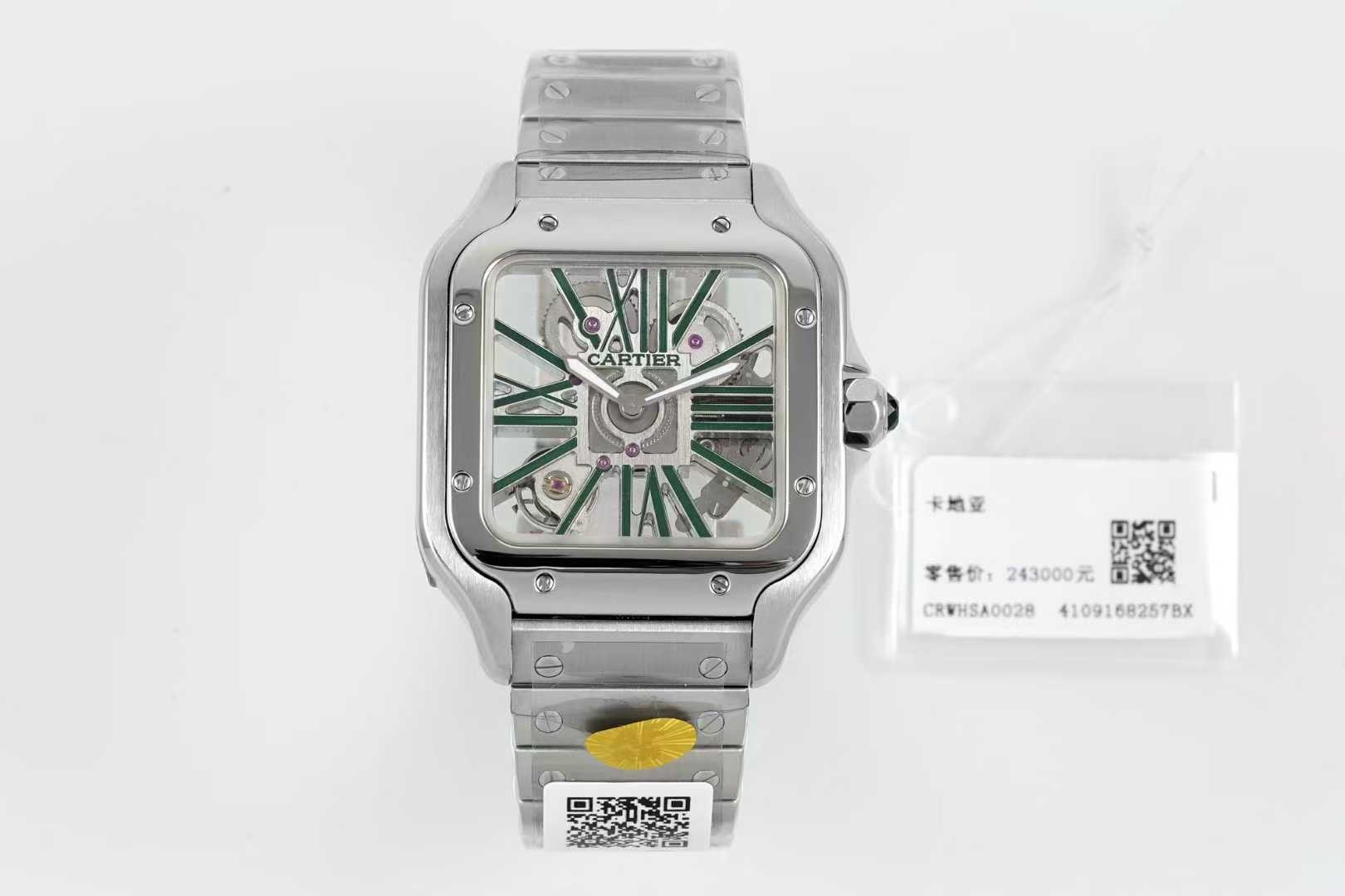 Cartier 卡地亚 CARTIER山度士系列 腕表，以突破性设计与精湛工艺诠释着时间的艺术。山度士镂空机械