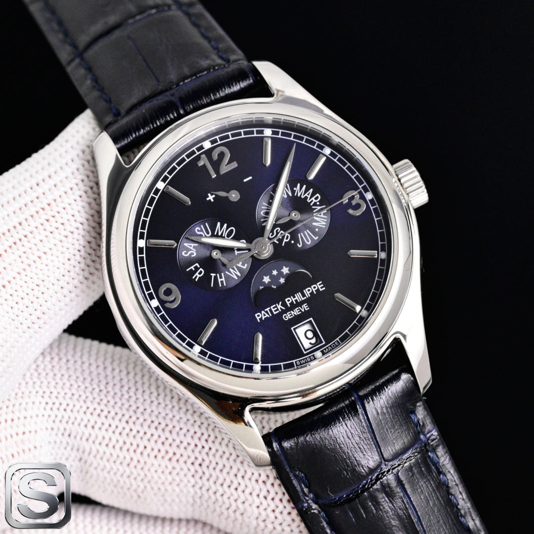 NO:764537,Diamond Officially Recommends Patek Philippe/PP Complication Timepiece 5146/5147 Multi-Function Watch, which can be called the best among high-quality watches!  The diameter of the watch is 39mm. As a men's watch, its dial size is moderate. The date indicator dial and the month indicator dial are located on the left and right sides of the center of the dial, giving us a symmetrical beauty. The layout of the entire dial is generous and decent, including so many functions without making people feel complicated. The movement uses a customized version of Cal.324 S IRM QA LU, which perfectly restores many functions of the original product and provides a powerful time measurement function. Italian cowhide strap,  The exclusive lantern buckle is suitable for wearing in any season, in any place, and by any professional, making it more comfortable to wear on the wrist and letting your temperament bloom. This watch has a 30-meter waterproof function, which meets the needs of the public's daily life and is a must-have watch for leisure and vacation.  Patek Philippe 5146/5147 can be said to be the best among watches. The ingenious conception of functions, reasonable layout of appearance, and superior movement performance all reflect the unique design of Patek Philippe, a classic work of art, and a complete piece of art.  Beautiful collectibles. Patek Philippe’s exclusive words: No one can own a Patek Philippe, we just keep it for the next generation. But I ask those who love watches, who doesn’t want to own a Patek Philippe? Many watch lovers originally wanted to have a multi-functional mechanical watch,,,patek  philippe,cowhide19860909钻 官方 推荐 百达翡丽/ PP 复杂功能时计5146/5147 多功能腕表,堪称腕表精品当中的精品！ 腕表直径为39mm,作为一款男士腕表,它的表盘大小适中.日期指示盘和月份指示盘分别位于表盘中心的左右,为我们奉上对称的美感,整个表盘的布局大方得体,包括了如此之多的功能的同时,又不会让人觉得繁杂. 机芯采用定制版Cal.324 S IRM QA LU,完美还原正品诸多功能,提供了强大的时间衡量功能.意大利牛皮表带, 专属的灯笼扣,任何季节,任何场所,任何职业人均适合佩戴,让手腕佩戴得更舒适,让气质绽放.此款腕表具有30米防水功能,满足大众日常生活,休闲度假必备腕表. 百达翡丽5146/5147可以说是腕表中的精品,功能方面的巧妙构思,外观上的合理布局,以及优越的机芯性能,无一不体现出百达翡丽的独特设计,一件经典的艺术品,一件完美的收藏品.百达翡丽的专属语谁都无法拥有一块百达翡丽,我们只是为下一代保管.但试问爱表之人,谁不愿意拥有一块百达翡丽,很多爱表之人初心多功能机械腕表,,,patek philippe,cowhide,Watch