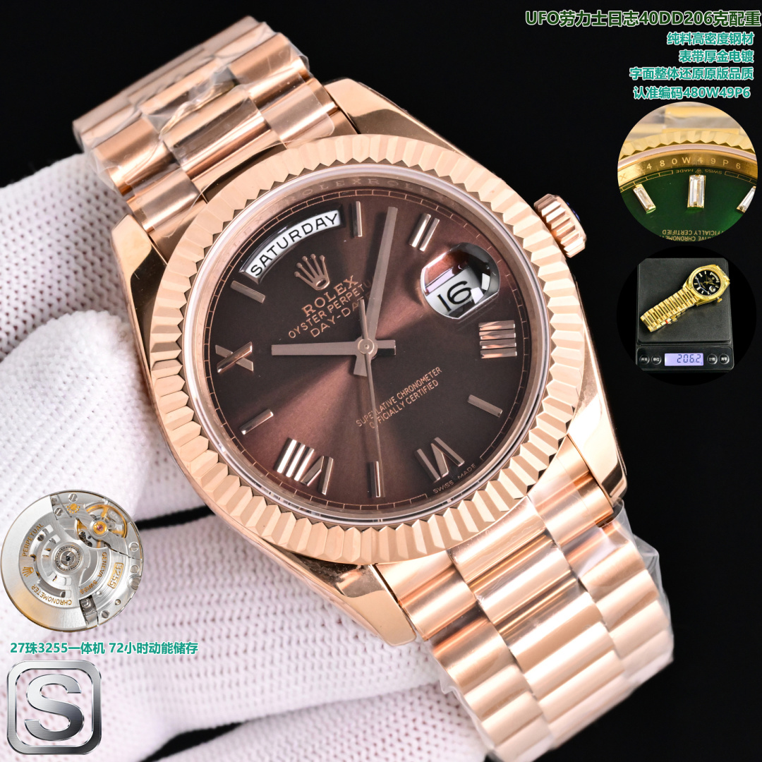 NO:820638,The latest launch of 206g Rolex / ROLEX Datejust 40mm Datejust (matched with 27 all-in-one machine) strap adopts the original 25-section strap, made of pure materials, not tungsten steel, to avoid a lot of skin peeling. The electroplating is 0.6 thick gold, and the font overall restores the original quality mechanical watch,,, rolex19860909最新推出206克 劳力士 / ROLEX 日志型40mm 日志（搭配27株一体机）表带采用原装25节表带,使用纯料打造,并非钨钢,大量避免掉皮情况 电镀为0.6厚金,字体整体还原原版品质机械腕表,,,rolex,Watch