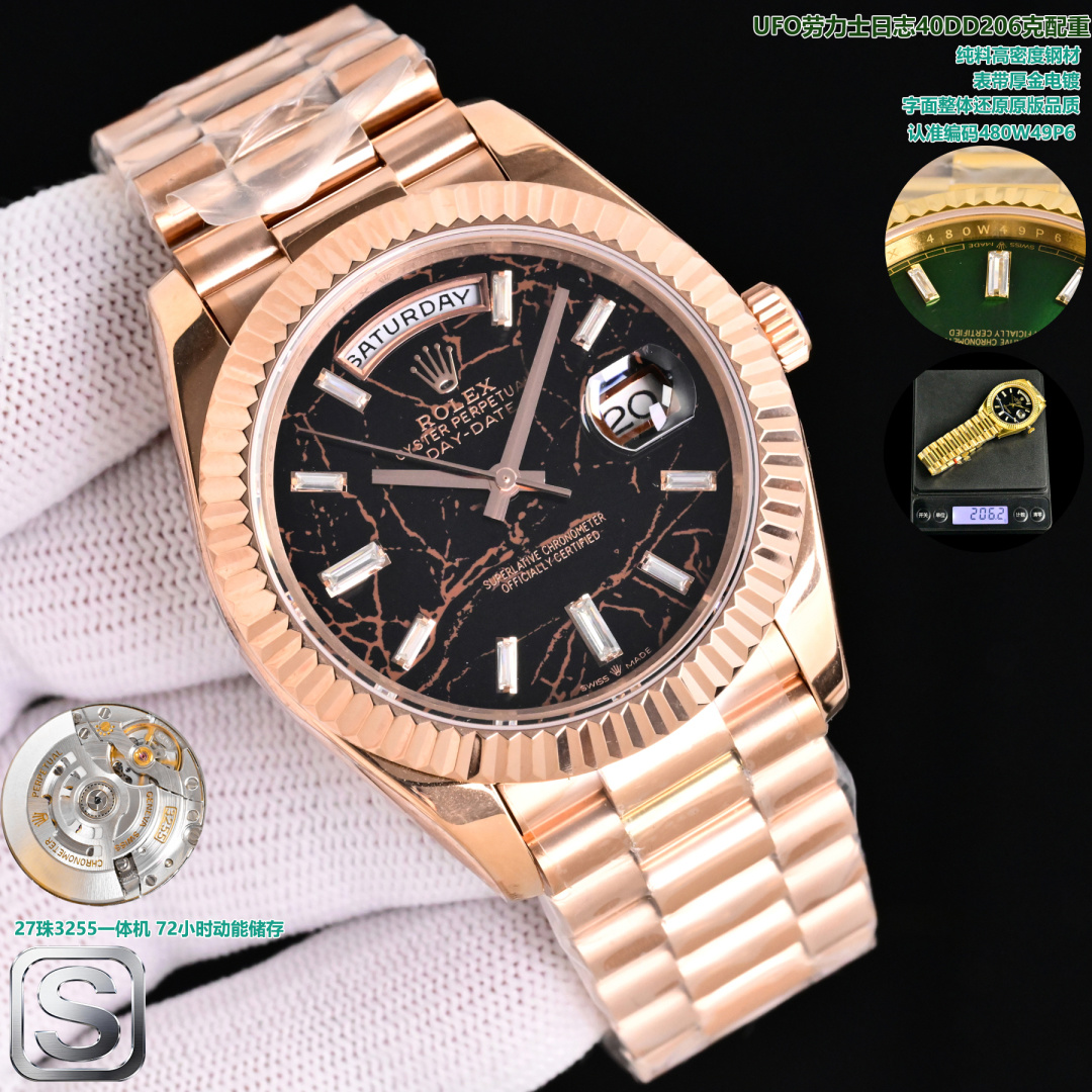 NO:820603,The latest launch of 206g Rolex / ROLEX Datejust 40mm Datejust (matched with 27 all-in-one machine) strap adopts the original 25-section strap, made of pure materials, not tungsten steel, to avoid a lot of skin peeling. The electroplating is 0.6 thick gold, and the font overall restores the original quality mechanical watch,,, rolex19860909最新推出206克 劳力士 / ROLEX 日志型40mm 日志（搭配27株一体机）表带采用原装25节表带,使用纯料打造,并非钨钢,大量避免掉皮情况 电镀为0.6厚金,字体整体还原原版品质机械腕表,,,rolex,Watch