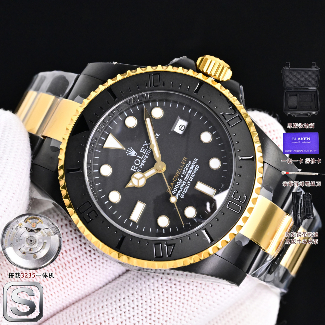 NO:820706,Box BLAKEN New Arrival Rolex Sea-Dweller 136660 Rolex ROLEX 44mm gold and black, 1. Real functional side gas valve original structure 1:1 full replica, all details restored BKL 2. Premium CNC Craftsmanship case seamless connection｜Inner engraving three-dimensional exquisite Shark buckle supports length fine-tuning and full hand texture  3. Core Movement Built-in Cal. Movement, accurate travel time, stable performance, top quality 4. Complete Full Set, customized watch strap, genuine leather belt, storage box, full set of disassembly and assembly tools, High-end watch collection Global shipping available, welcome to private chat for tasting, mechanical watches,,, louis vuitton, miumiu, rolex19860909盒子 BLAKEN New Arrival Rolex Sea-Dweller 136660 劳力士 ROLEX 44mm 间金黑大鬼王, 1、Real functional side gas valve 原厂结构 1:1 full replica 细节全方位还原 BKL 2、Premium CNC Craftsmanship 表壳无缝衔接｜Inner engraving 立体精致 Shark buckle 鲨鱼扣  支持长短微调 上手质感拉满 3、Core Movement Built-in Cal. Movement 走时精准 性能稳定顶配 4、Complete Full Set 定制表带 · 真头粒皮带 收纳箱 · 全套拆装工具 High-end watch collection Global shipping available 欢迎私聊品鉴、机械腕表,,,louis vuitton,miumiu,rolex,Watch