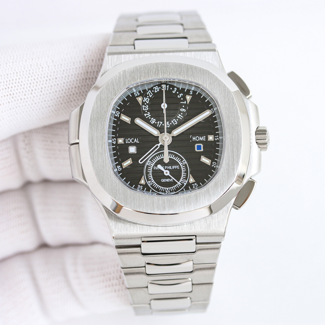 NO:820729,Gold V3 upgraded version, thin model, real functions/real seconds!  Patek Philippe PP Nautilus Multi-Function Chronograph Watch [Case] The watch size is 40.5 mm. The genuine pillow-shaped case adopts polished and forged patterns, with distinct layers and full texture. It shows exquisite craftsmanship. [Strap] It is tailor-made at 1:1 with the original double-button strap.  The central polished part of each strap can show the shape of a diamond, showing a high-end texture. [Movement] 3K Factory uses a customized version of PP.CH28-ultra-thin integrated movement, which perfectly restores the original, multi-functional mechanical watch with hours, minutes, seconds, and chronograph seconds. Welcome all watch friends to taste it!  ,,patek philippe19860909金 V3升级版 薄款 真功能/真小秒！ 百达翡丽 PP 鹦鹉螺多功能计时腕表【表壳】腕表尺寸40.5毫米,正品一致的枕型表壳采用抛光锻纹,层次感分明,质感十足.尽显精湛工艺.【表带】采用原装双按扣表带1:1量身打造, 每节表带的中央抛光部位,都能呈现钻石的形状,尽显高级质感.【机芯】3K厂采用定制版PP.CH28-超薄一体机芯,完美还原正品,时分秒,和计时大秒功能多功能机械腕表,欢迎各位表友品鉴！,,patek philippe,Watch