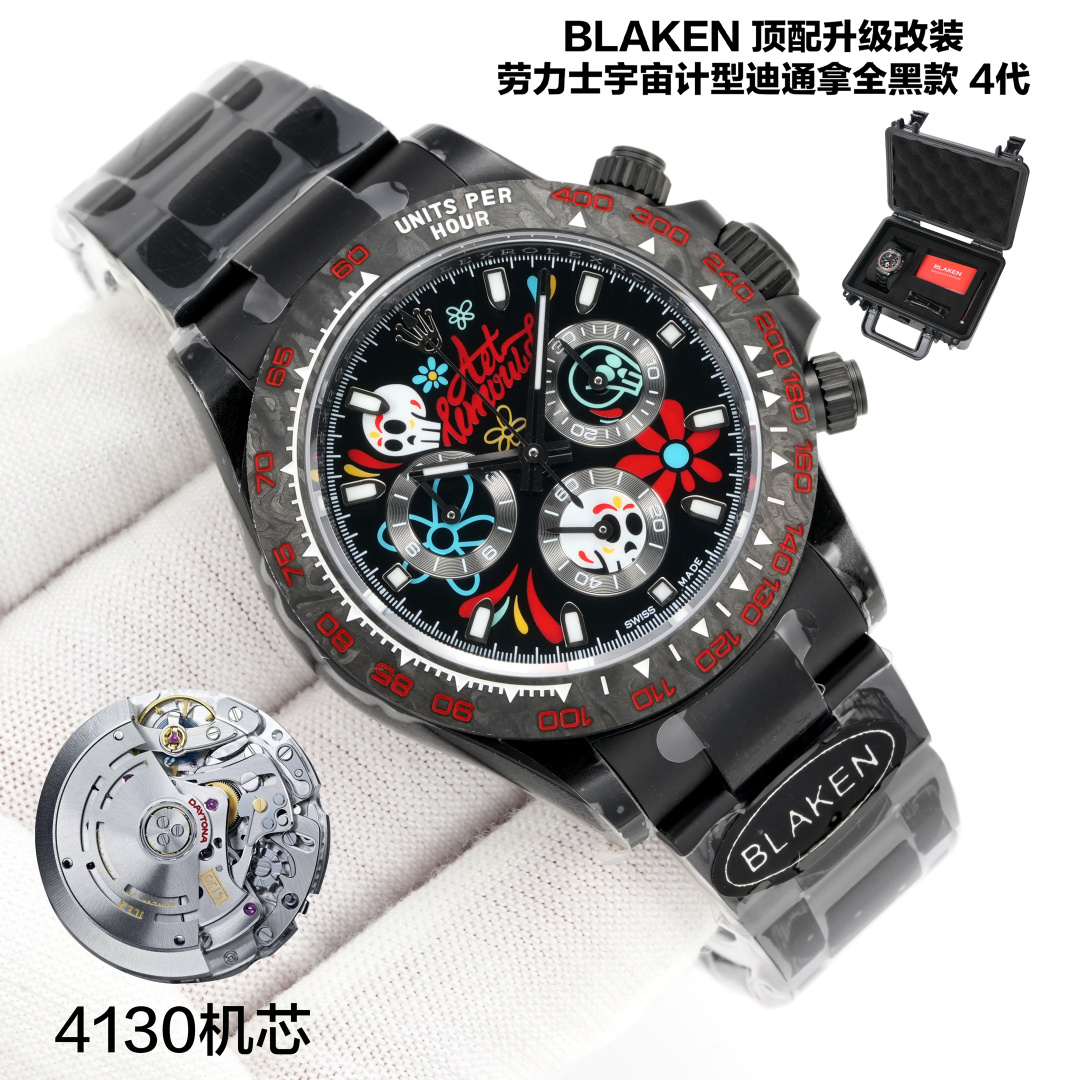 NO:850773,[Top-quality Swiss watches produced by famous craftsmen] Bare watches, boxes, BLAKEN, top-of-the-line upgrades and modifications｜Rolex B33 Cosmograph Daytona all-black model 4th generation BKL All-black Rolex Daytona 4th Gen Ultra-thin Upgrade 12.2mm ultra-thin body Thinner than ordinary 13.5mm model Superior craftsmanship 40mm carbon black matte black plated 904L stainless steel case +  Carbon fiber bezel Matte black 904L steel case Carbon fiber bezel Low-key and atmospheric, with real-life texture. 3 Core Upgrades Dial scale + Pointer color + Case material Complete upgrade of dial, hands and case 904L Stainless Steel case strap, CNC carved & hand polished 904L steel bracelet CNC carved & hand polished Details perfection Movement + 72h long power reserve  Chronograph function is synchronized with the counter. Chronograph function same as original 3 Strap Options Leather / Rubber / Steel genuine leather / tape / stainless steel Oyster safety clasp Oyster safety clasp, safer to prevent accidental opening Luxury Bundle luxury set BLAKEN storage box + tools + 380RMB extra strap + genuine leather with end links  Storage box | Disassembly and assembly tools | Watch strap worth 380 yuan | Genuine leather belt Note: Accessories not refundable if lost For all watch lovers A sincere work Welcome to order A sincere work for watch players, welcome to taste S1 exquisitely recommended men's multi-functional mechanical watch Buy now, versace, rolex19860909【名匠瑞表出品顶级】  裸表 盒子 BLAKEN 顶配升级改装｜劳力士 ROLEX B33 宇宙计型迪通拿全黑款 4代 BKL All-black Rolex Daytona 4th Gen Ultra-thin Upgrade 12.2mm 超薄机身 Thinner than ordinary 13.5mm model Superior craftsmanship 40mm 碳黑哑黑镀904L精钢壳 + 碳纤维表圈 Matte black 904L steel case Carbon fiber bezel 低调大气,实拍质感直接拉满 3 Core Upgrades 三大核心升级 Dial scale + Pointer color + Case material 全面焕新 Complete upgrade of dial, hands and case 904L Stainless Steel 表壳表带,CNC精雕+人工润饰  904L steel bracelet CNC carved & hand polished Details perfection 机芯 + 72h long power reserve 计时功能与专柜同步 Chronograph function same as original 3 Strap Options 三款表带可选 Leather / Rubber / Steel 真皮 / 胶带 / 精钢 Oyster safety clasp 蚝式保险扣,防误开更安全 Luxury Bundle 豪华套装 BLAKEN storage box + tools + 380RMB extra strap + genuine leather with end links 收纳箱｜拆装工具｜价值380元表带｜真头粒皮带 Note: Accessories not refundable if lost 配件丢失不退换 For all watch lovers A sincere work Welcome to order 腕表玩家诚意之作,欢迎品鉴 S1精致推荐男士多功能机械腕表 立即抢购,,versace,rolex,Watch