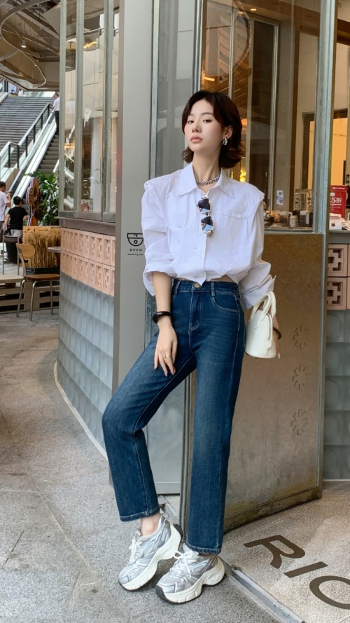 High-Waisted Slim Fit Stretch Denim Jeans - Ankle Length, Classic Colors 1 High-Waisted Slim Fit Stretch Denim Jeans - Ankle Length, Classic Colors