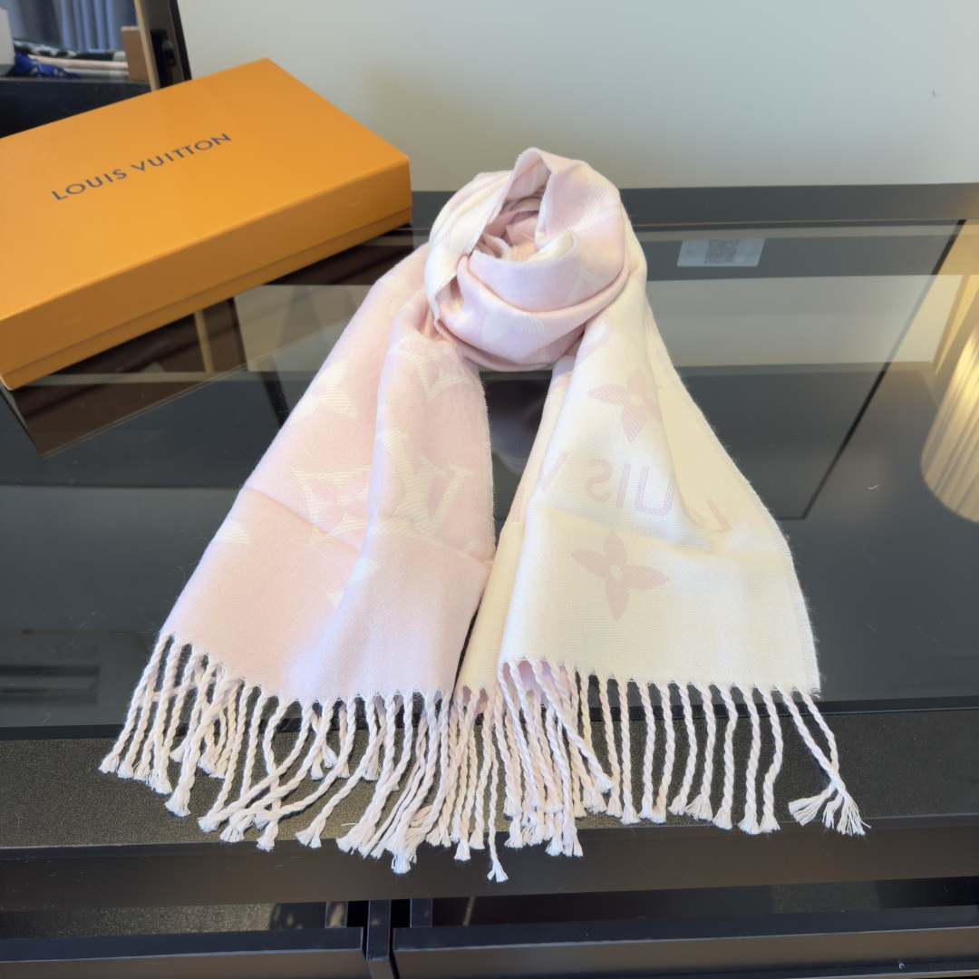 Louis Vuitton L家 【高版】有 L字样新品 【驴家新款5色双面羊毛围巾】180*30cm 100%羊毛