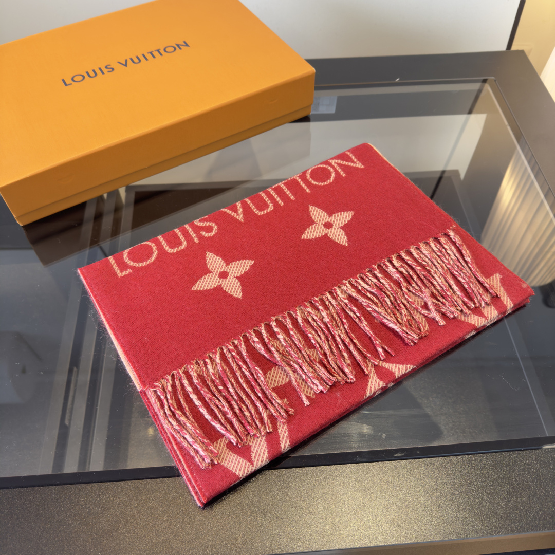 Louis Vuitton L家 【高版】有 L字样新品 【驴家新款5色双面羊毛围巾】180*30cm 100%羊毛