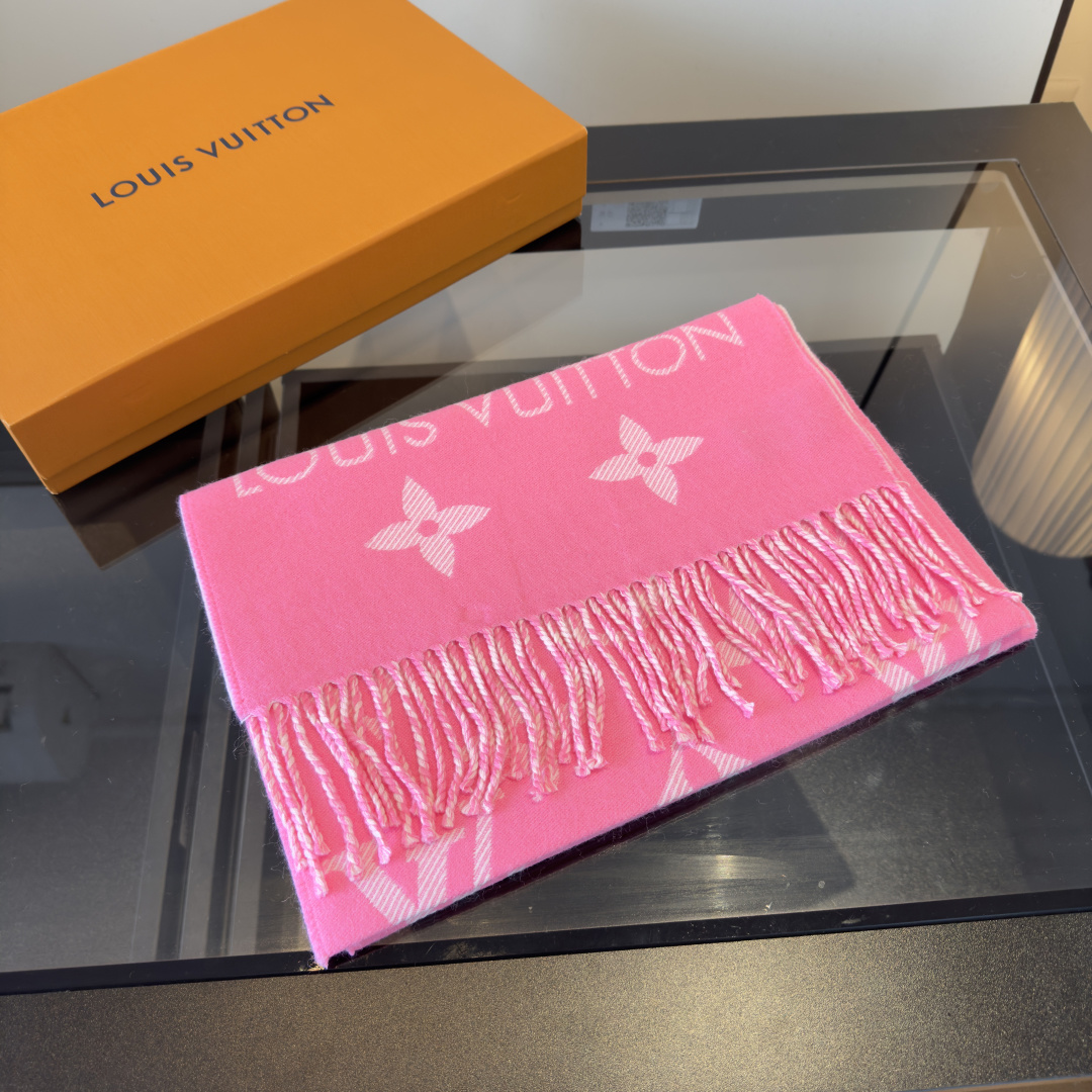 Louis Vuitton L家 【高版】有 L字样新品 【驴家新款5色双面羊毛围巾】180*30cm 100%羊毛