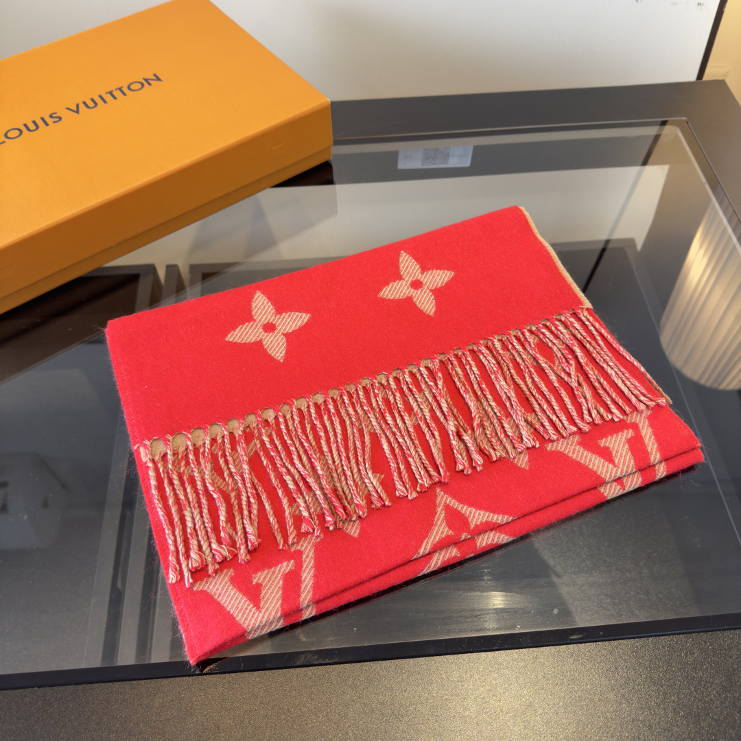 Louis Vuitton L家 【高版】有 L字样新品 【驴家新款5色双面羊毛围巾】180*30cm 100%羊毛