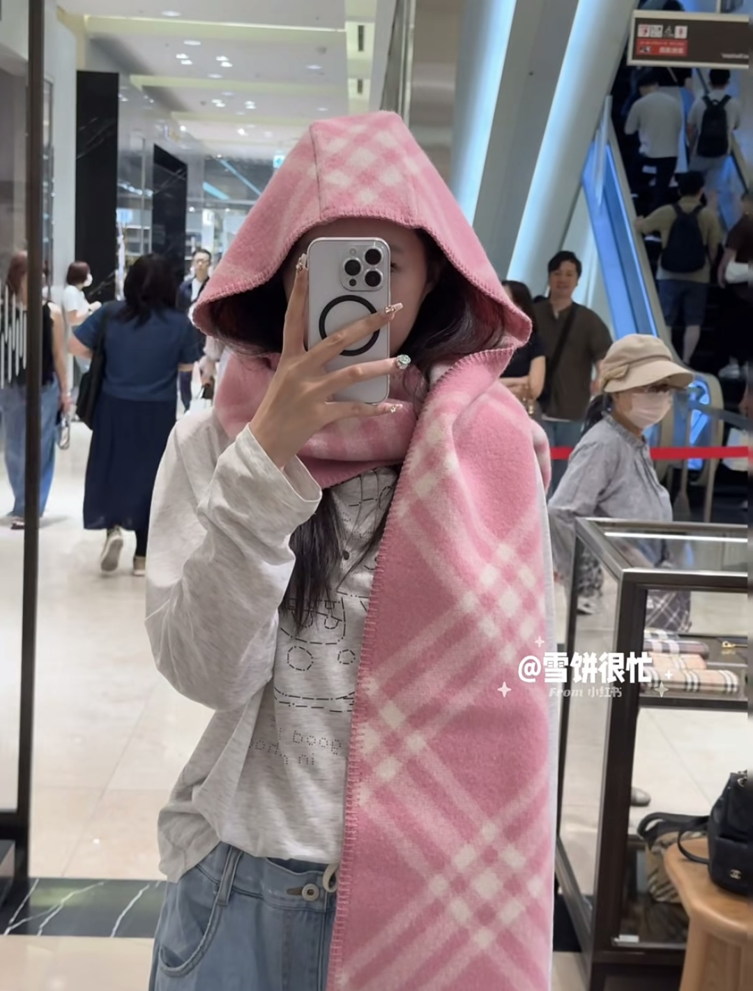 Burberry 高货版蓝色帽子围巾首