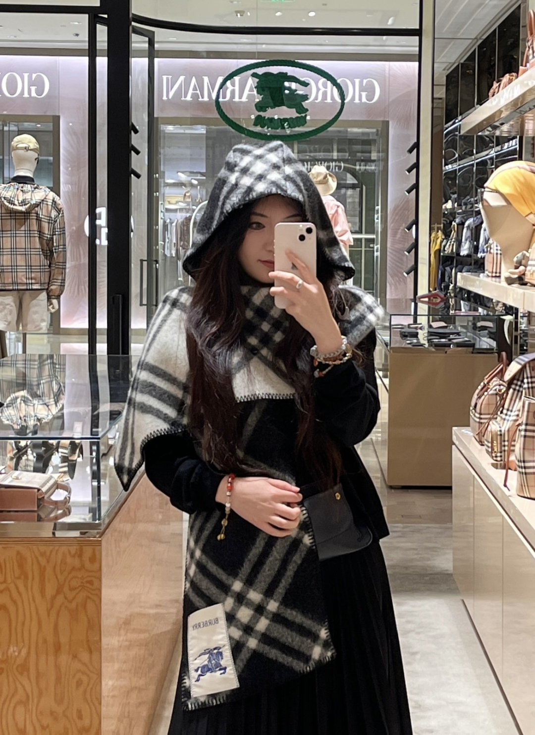 Burberry 高货版蓝色帽子围巾首