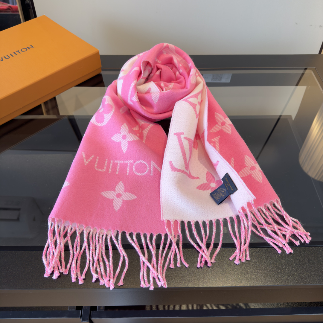 Louis Vuitton L家 【高版】有 L字样新品 【驴家新款5色双面羊毛围巾】180*30cm 100%羊毛