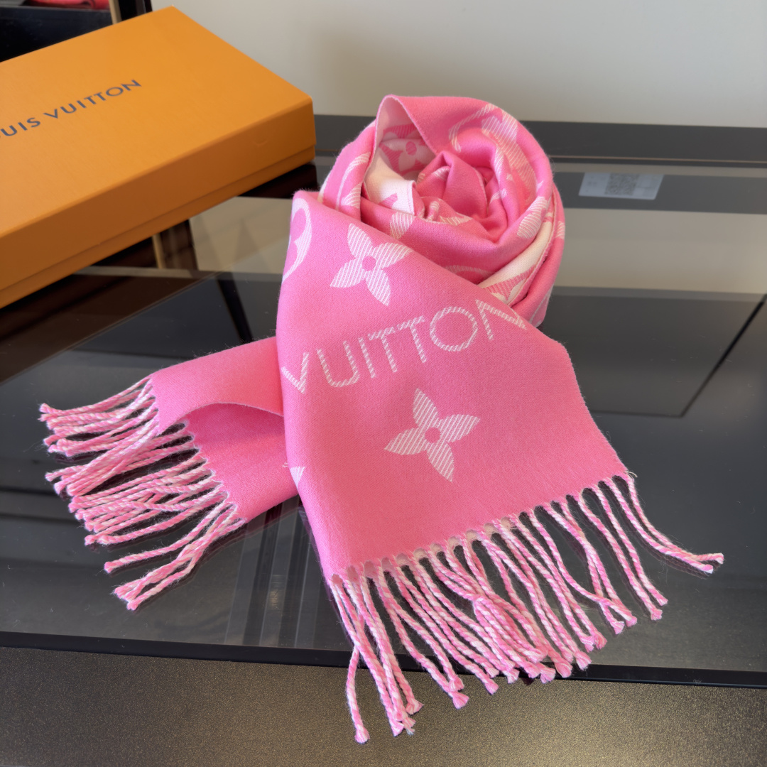 Louis Vuitton L家 【高版】有 L字样新品 【驴家新款5色双面羊毛围巾】180*30cm 100%羊毛