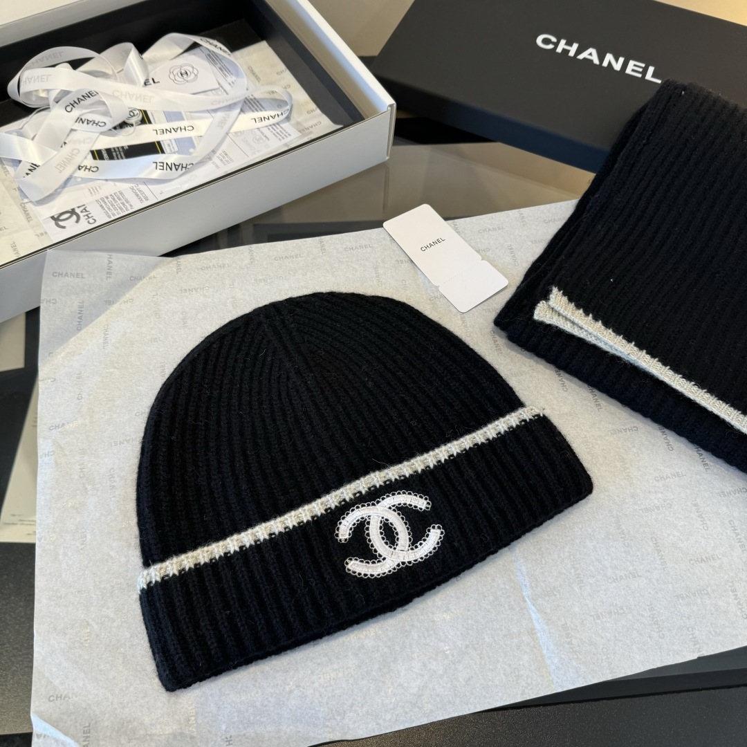 Chanel Chanel 围巾帽子套装 百分百 羊绒 暖暖呼呼