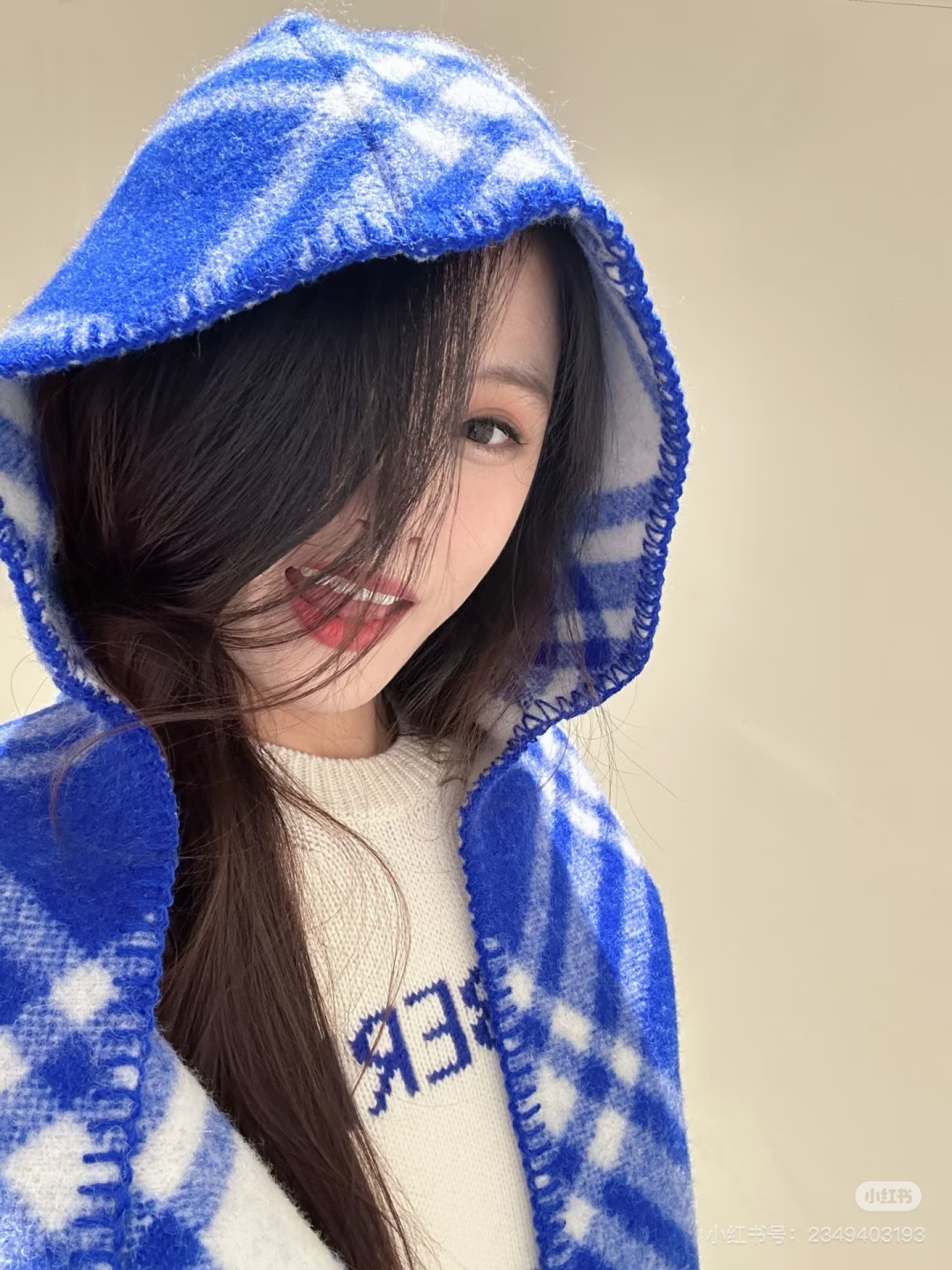 Burberry 高货版蓝色帽子围巾首
