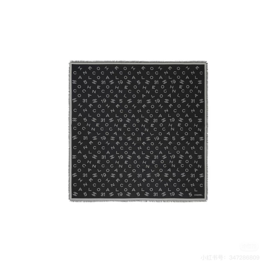 Chanel 香奈儿25C 黑灰logo围巾分享