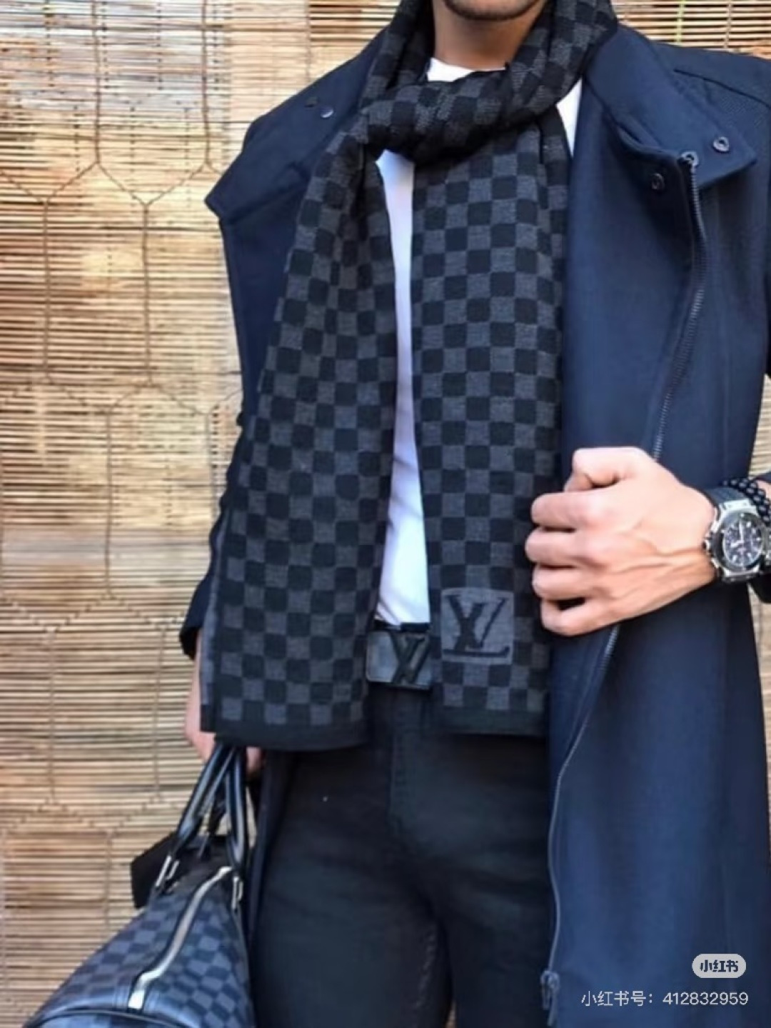 Louis Vuitton 棋盘格黑色 重磅回归‼ 男款 到货 男款「Petit Damier男士羊毛 羊绒长巾」 方格