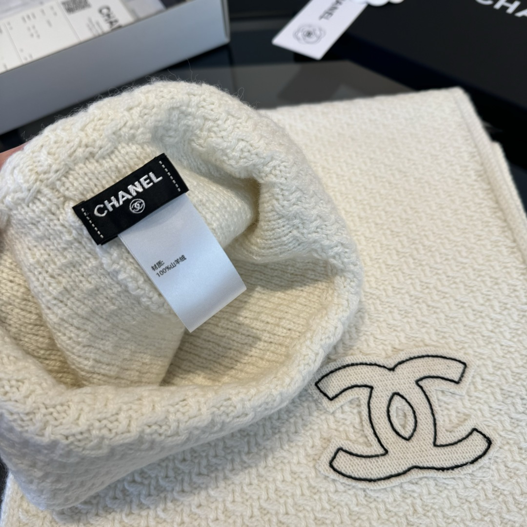 Chanel Chanel 围巾帽子套装 百分百 山羊羊绒 暖暖呼呼