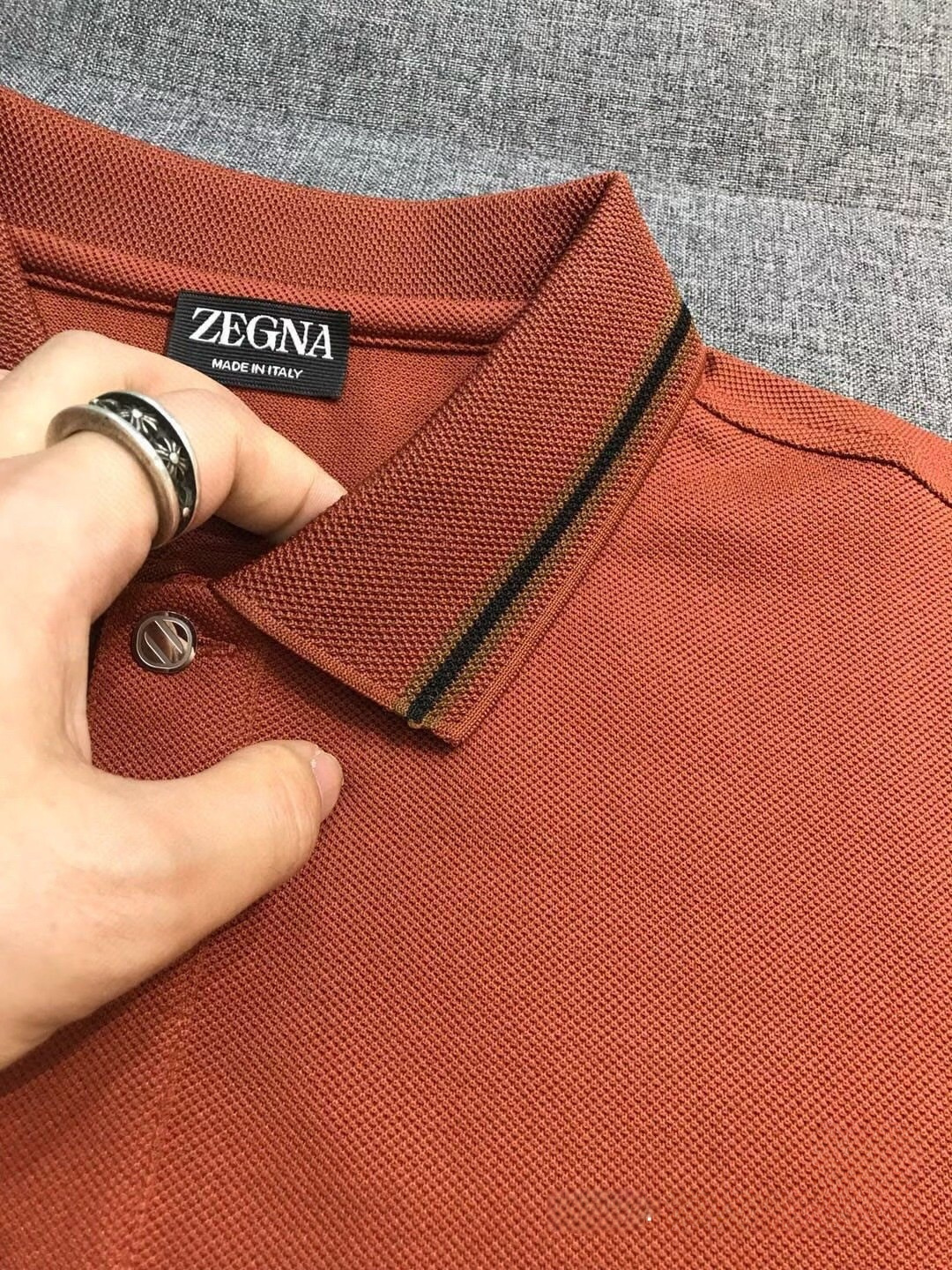 杰尼亚EZ男士高端商务休闲桑蚕丝混纺珠地棉翻领POLO衫，贸易公司渠道货，原厂代工出品，26年春夏新品，