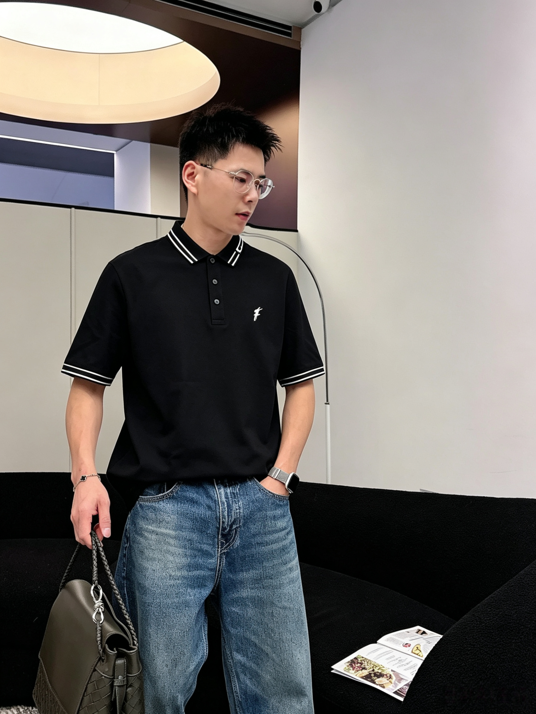 菲拉格慕26ss高级男士商务休闲珠地棉翻领POLO衫，贸易公司渠道货，源自原厂代工出品，高端品鉴心水之物