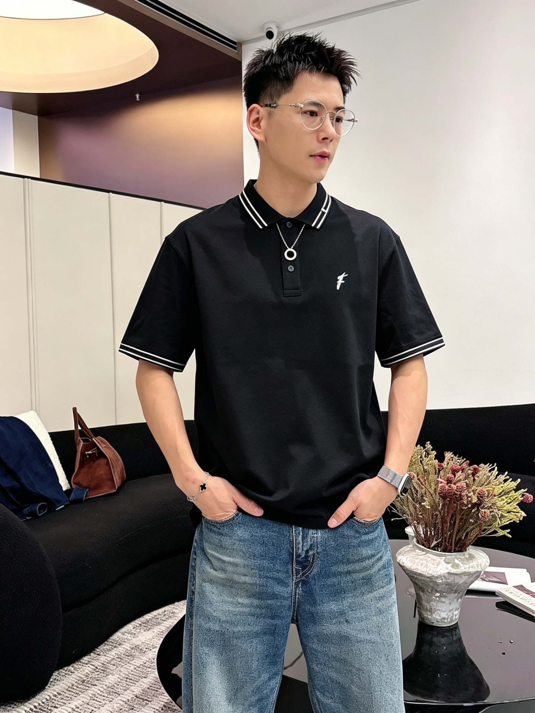 菲拉格慕26ss高级男士商务休闲珠地棉翻领POLO衫，贸易公司渠道货，源自原厂代工出品，高端品鉴心水之物