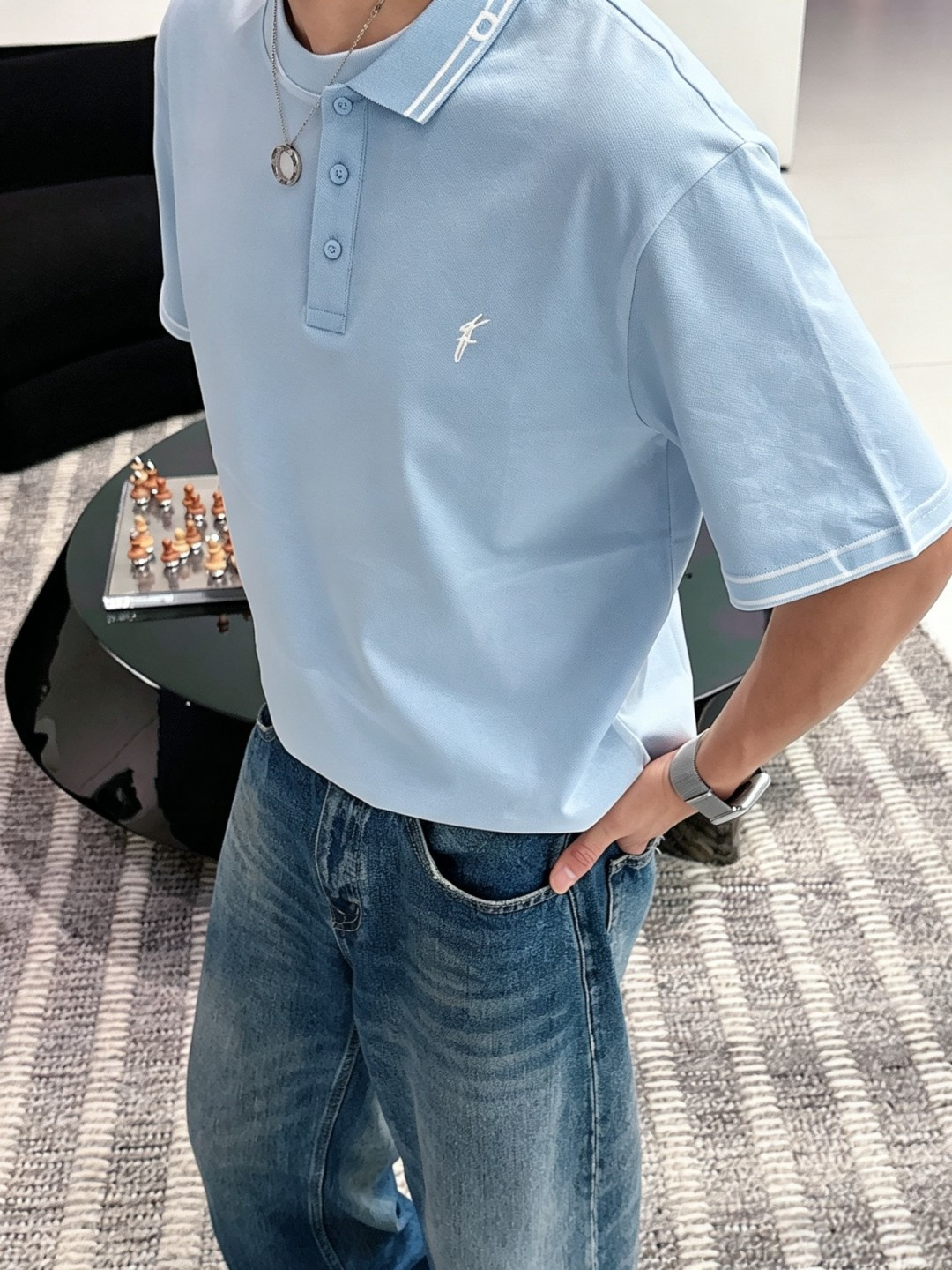 菲拉格慕26ss高级男士商务休闲珠地棉翻领POLO衫，贸易公司渠道货，源自原厂代工出品，高端品鉴心水之物
