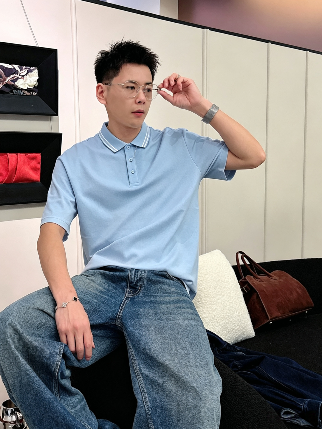 菲拉格慕26ss高级男士商务休闲珠地棉翻领POLO衫，贸易公司渠道货，源自原厂代工出品，高端品鉴心水之物