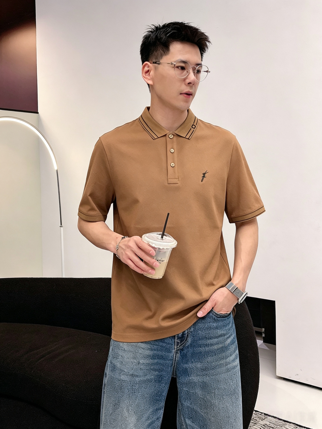 菲拉格慕26ss高级男士商务休闲珠地棉翻领POLO衫，贸易公司渠道货，源自原厂代工出品，高端品鉴心水之物